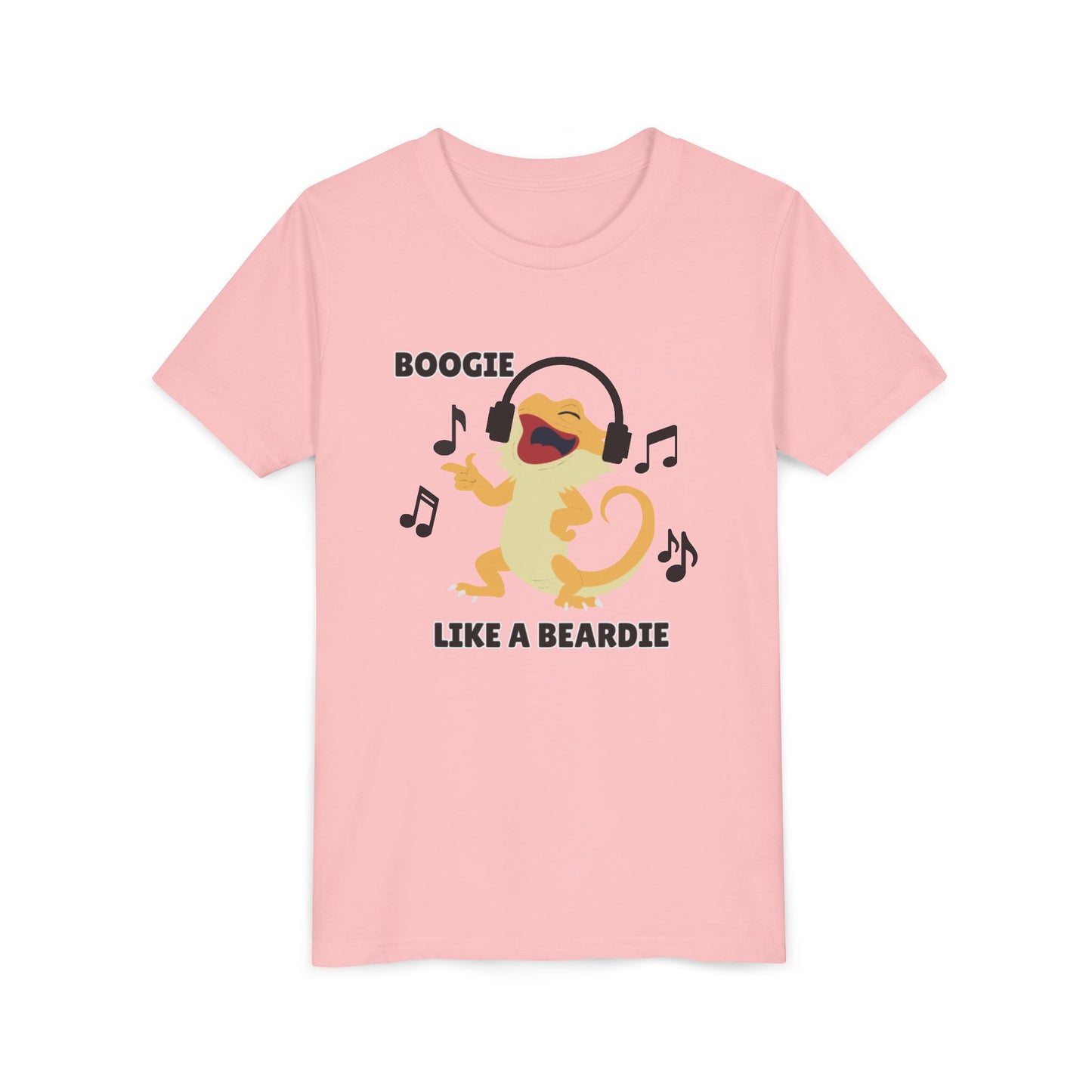 Boogie like a Beardie Bearded Dragon Youth Short Sleeve Tee with Fun Music Design, Kids Music Shirt, Casual Summer Top