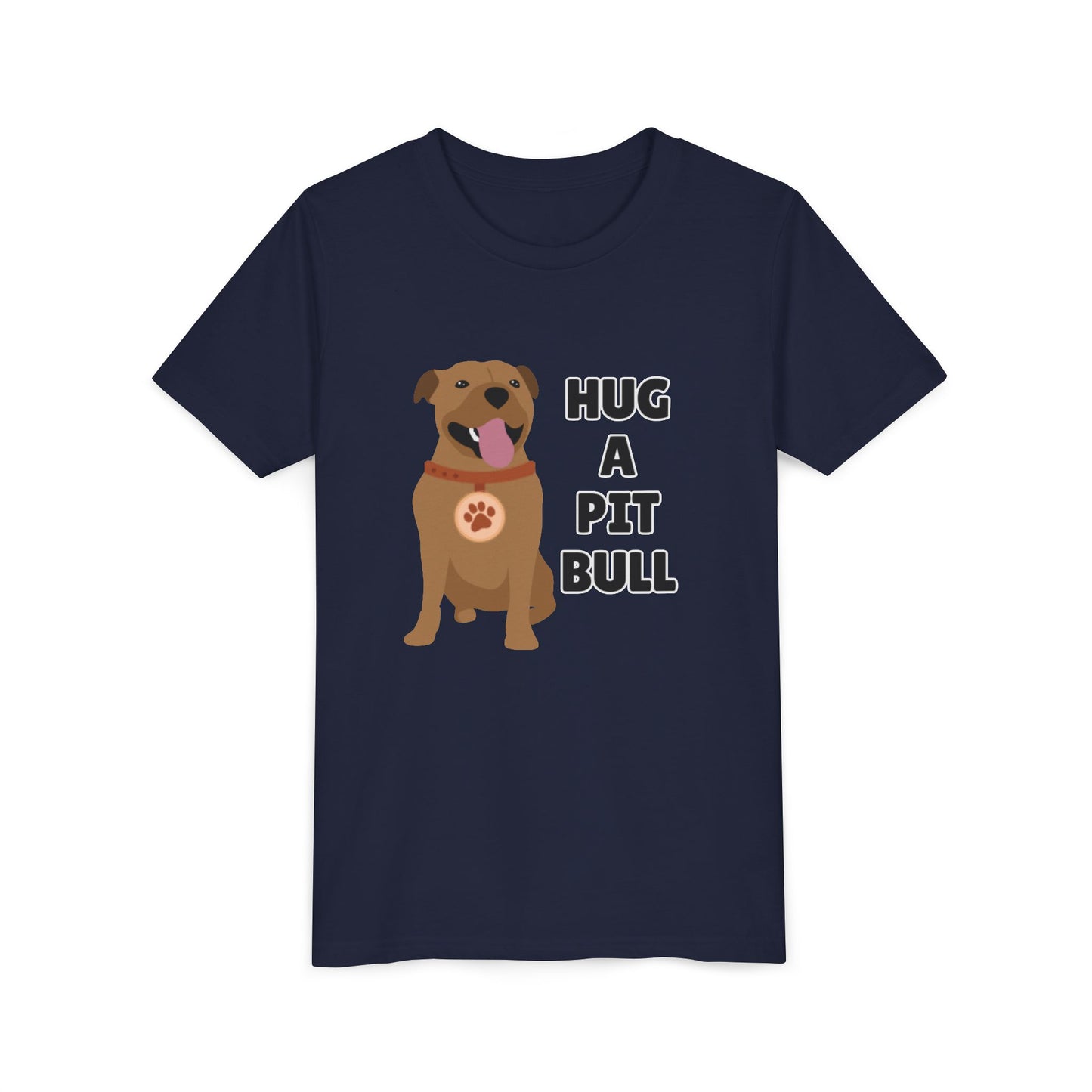 Hug a Pit Bull Youth Tee, Dog Lover Shirt, Kids Animal T-Shirt, Pet Adoption Awareness, Cute Gift, Animal Rescue Apparel