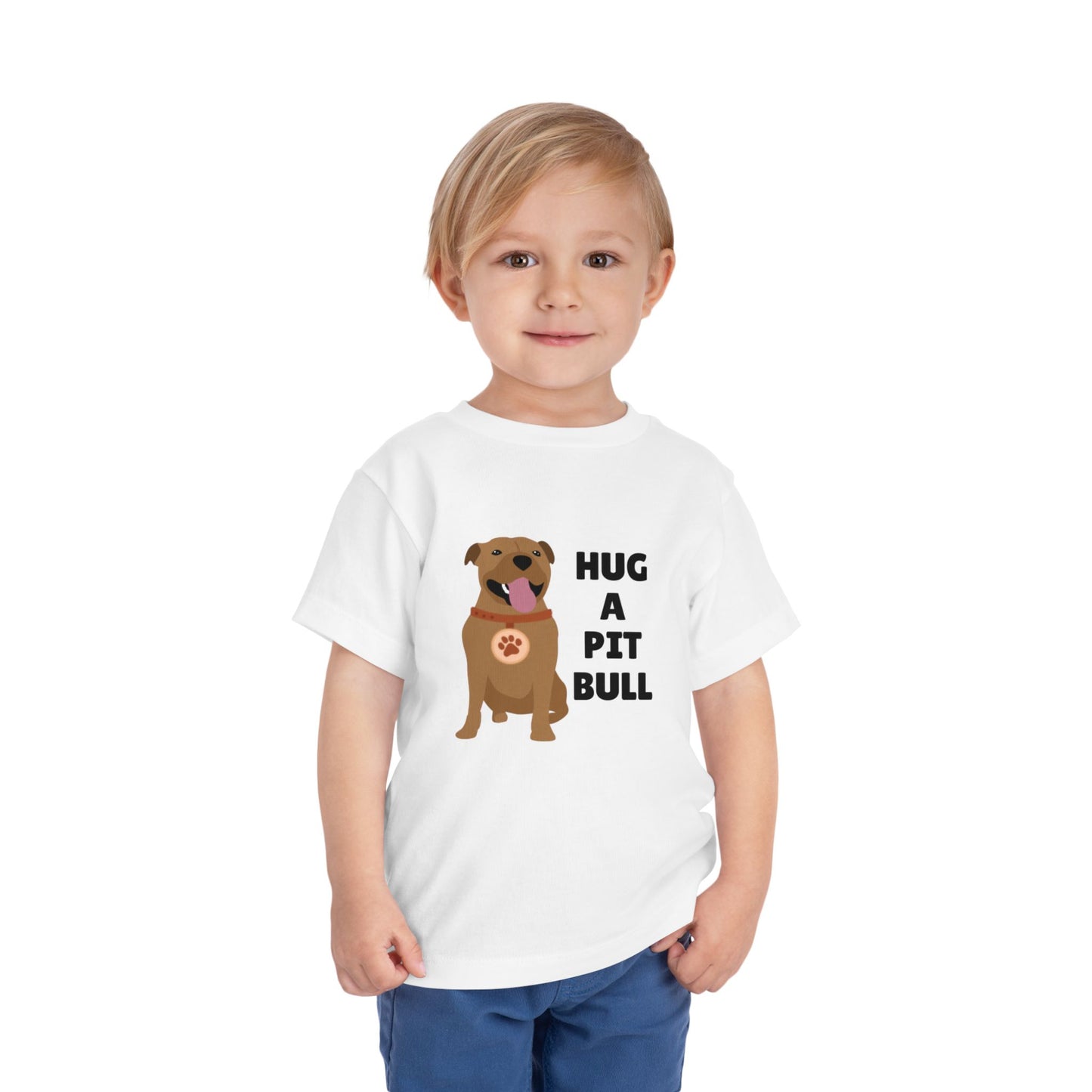 Toddler Sizes: Hug a Pitbull, Animal Rescue, Animal Adoption, Pit Bull Love Tee - Cute Short Sleeve Shirt for Kids, Animal Lovers Gift, Dog Lover Apparel, Playful Toddler Outfit, Funny Pet Tee
