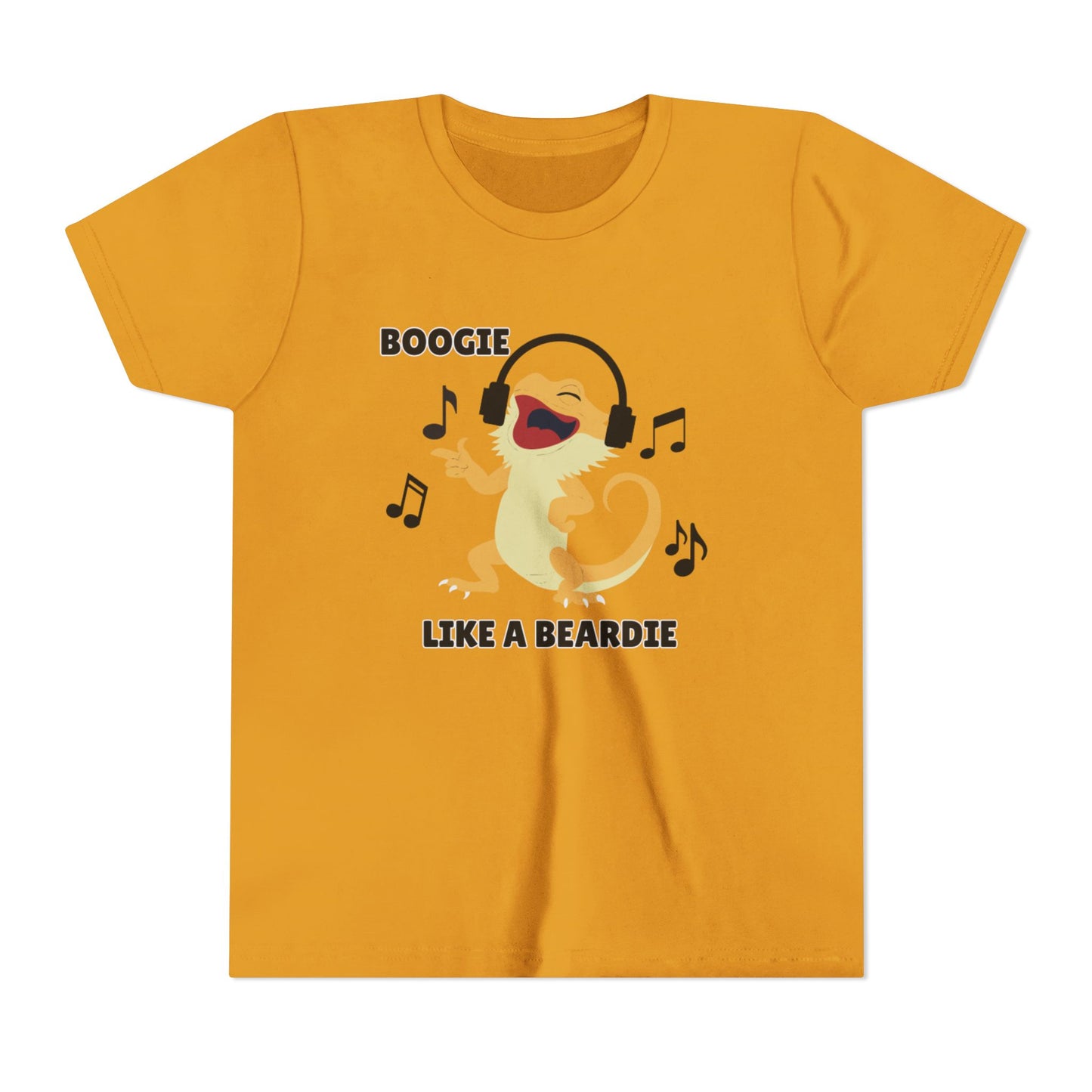 Boogie like a Beardie Bearded Dragon Youth Short Sleeve Tee with Fun Music Design, Kids Music Shirt, Casual Summer Top