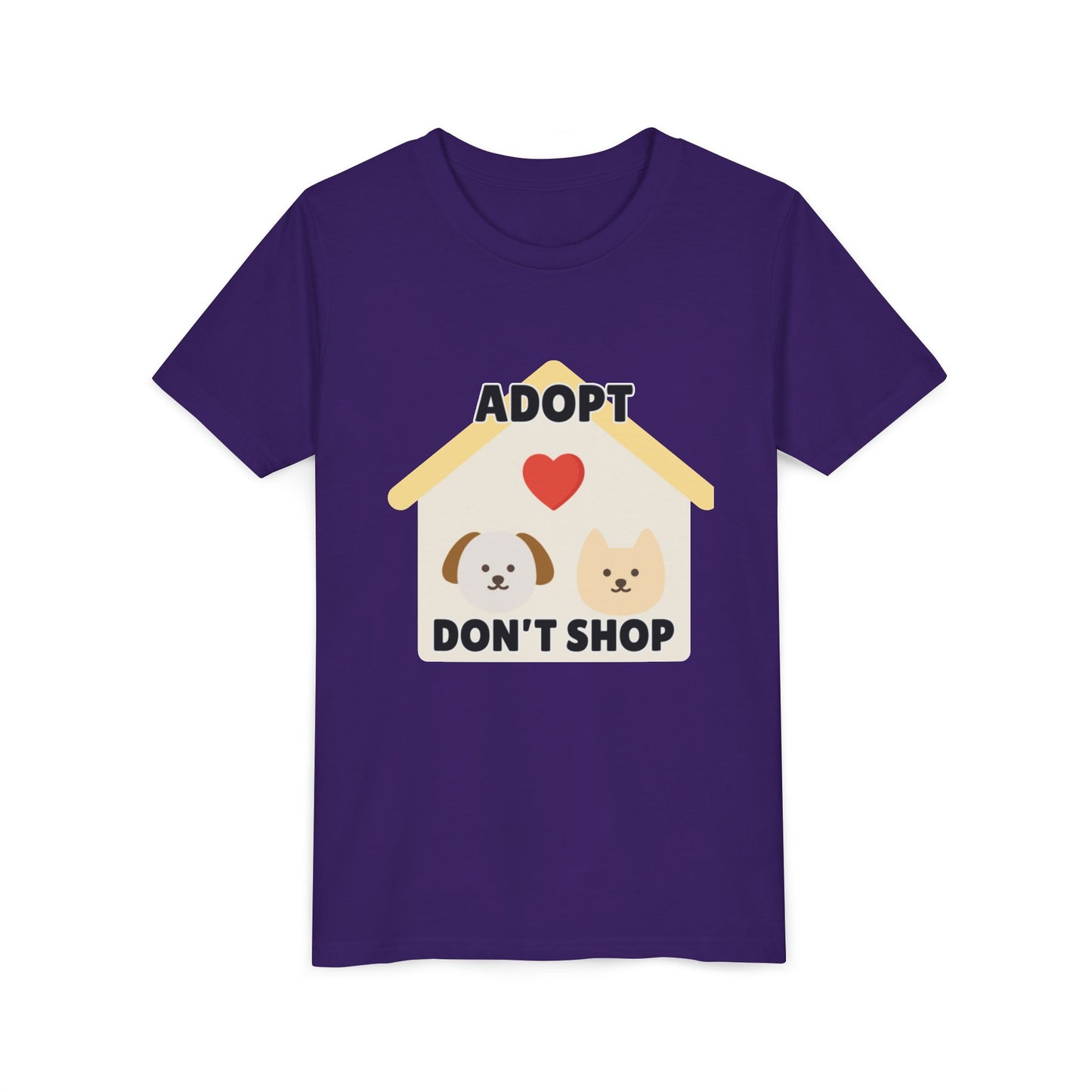 Adopt Don't Shop Youth Tee, Kid's Animal Love Shirt, Animal Rescue T-Shirt, Pet Adoption Awareness Tee, Gift for Dog and Cat Lovers