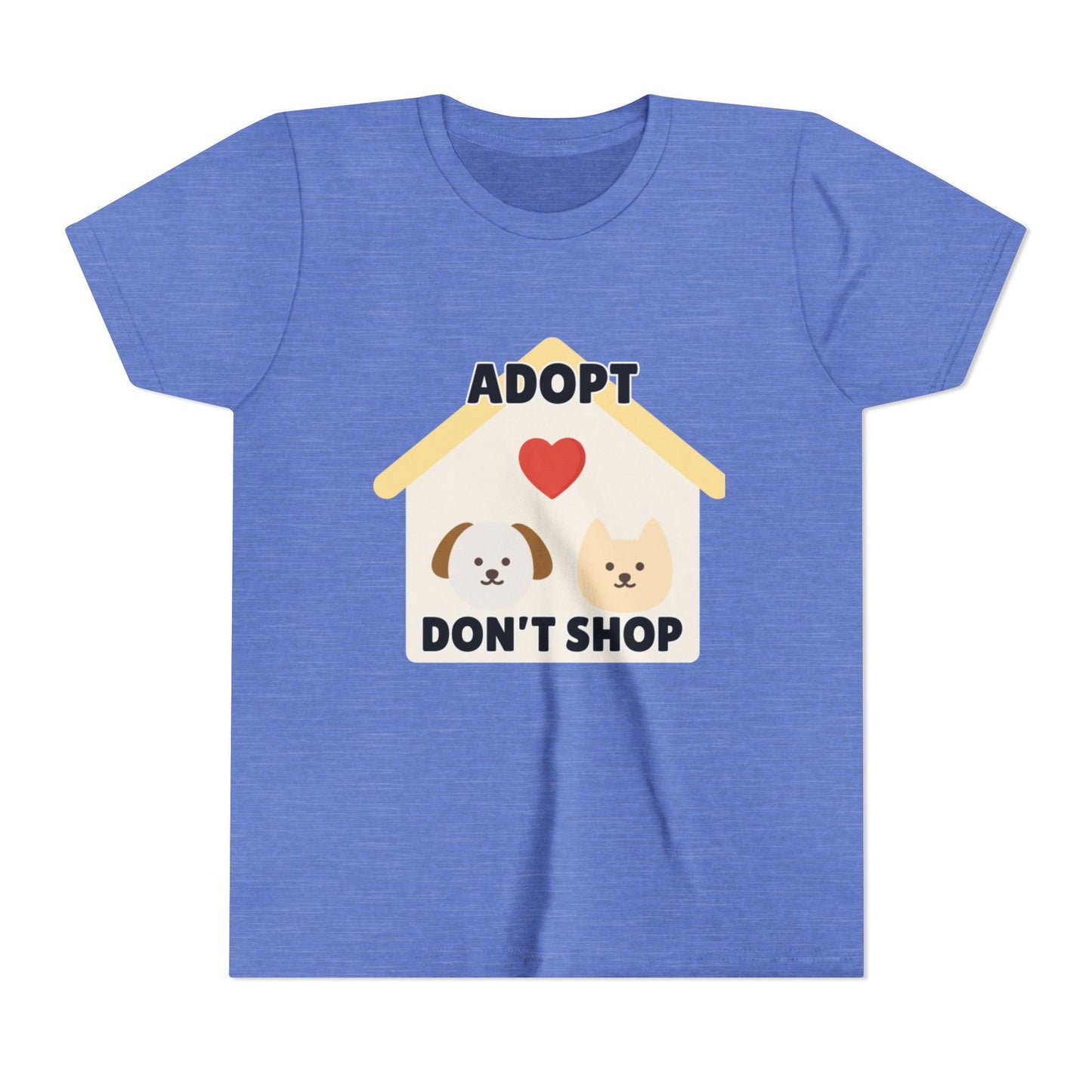 Adopt Don't Shop Youth Tee, Kid's Animal Love Shirt, Animal Rescue T-Shirt, Pet Adoption Awareness Tee, Gift for Dog and Cat Lovers