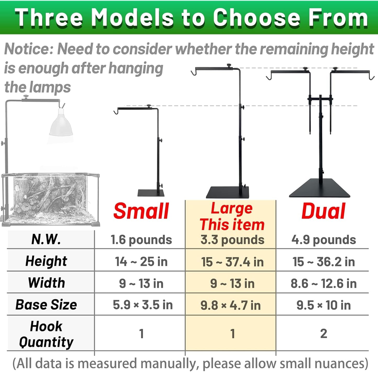 Reptile Lamp Stand Fixed Bracket - Terrarium Large Reptile Lamp Adjustable Metal Lamp Holder, Used for Amphibians and Lizards, Turtles and Snakes and Other Cold-Blooded Animals
