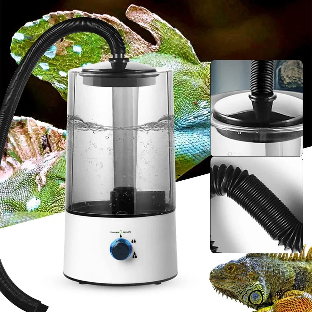 4L Electric Reptile Fogger Humidifier, Amphibians Chameleon Lizard Snake Tank Mister, Pet Fog Machine W/ 63" Adjustable Hose, Atomizer Sprayer GDAE10 for Home Farm Garden Yard AC110V