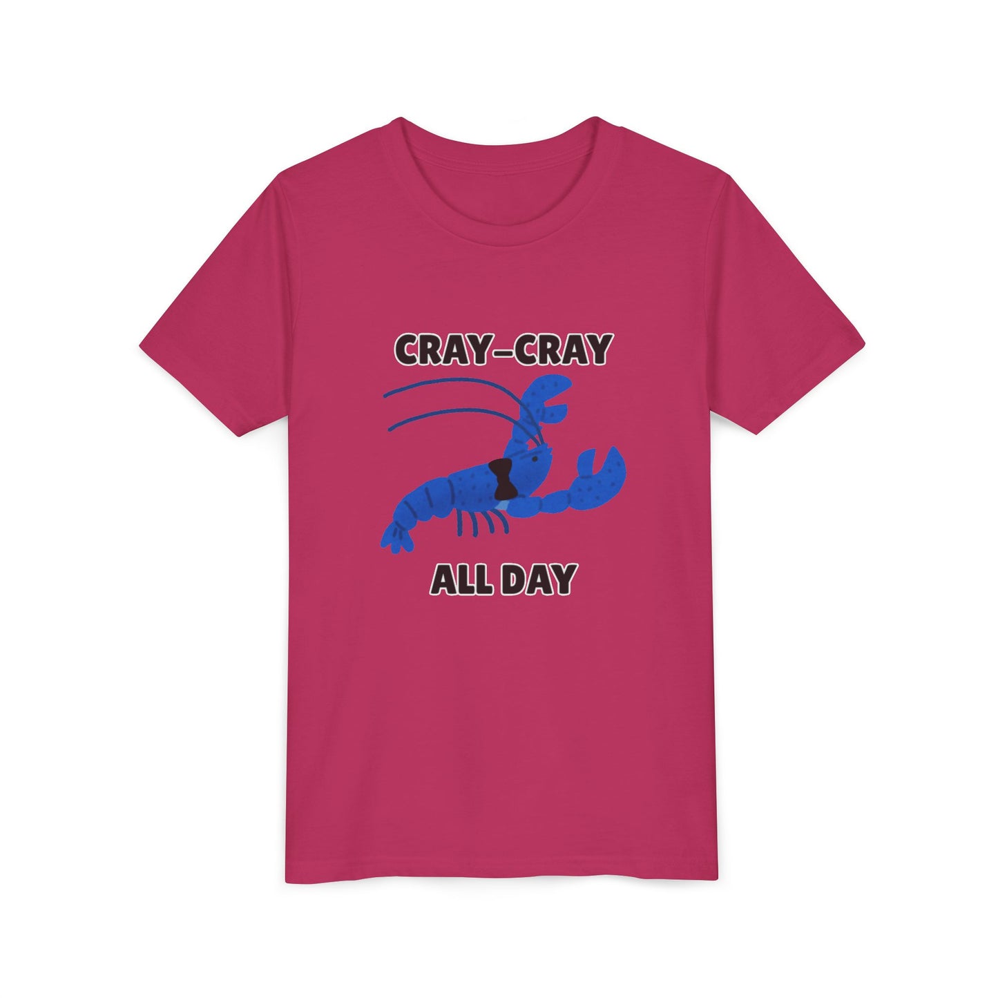 Crayfish Cray-Cray All Day Electric Mini Lobster Youth Tee, Fun Kids Shirt, Summer Outfit