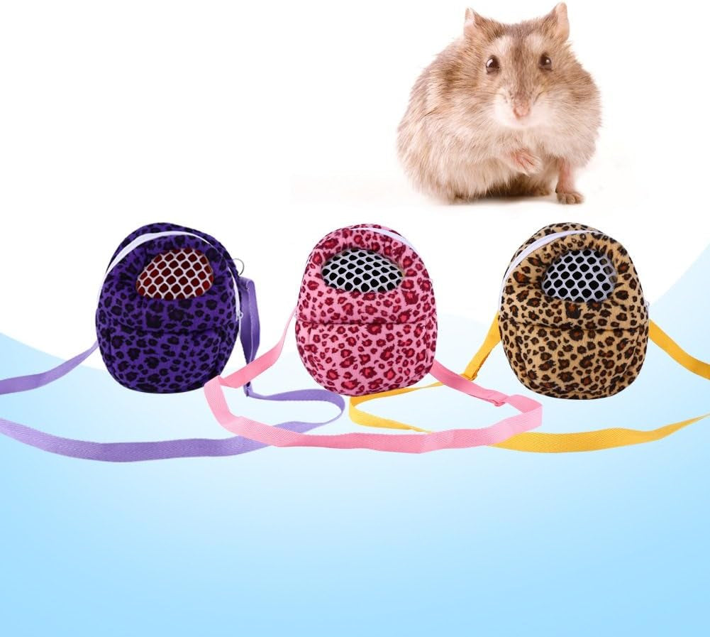 Three Size Small Pets Carrier Bag Hedgehog Hamster Mouse Outgoing Bags Leopard Portable Travel Backpack with S, Yellow-M