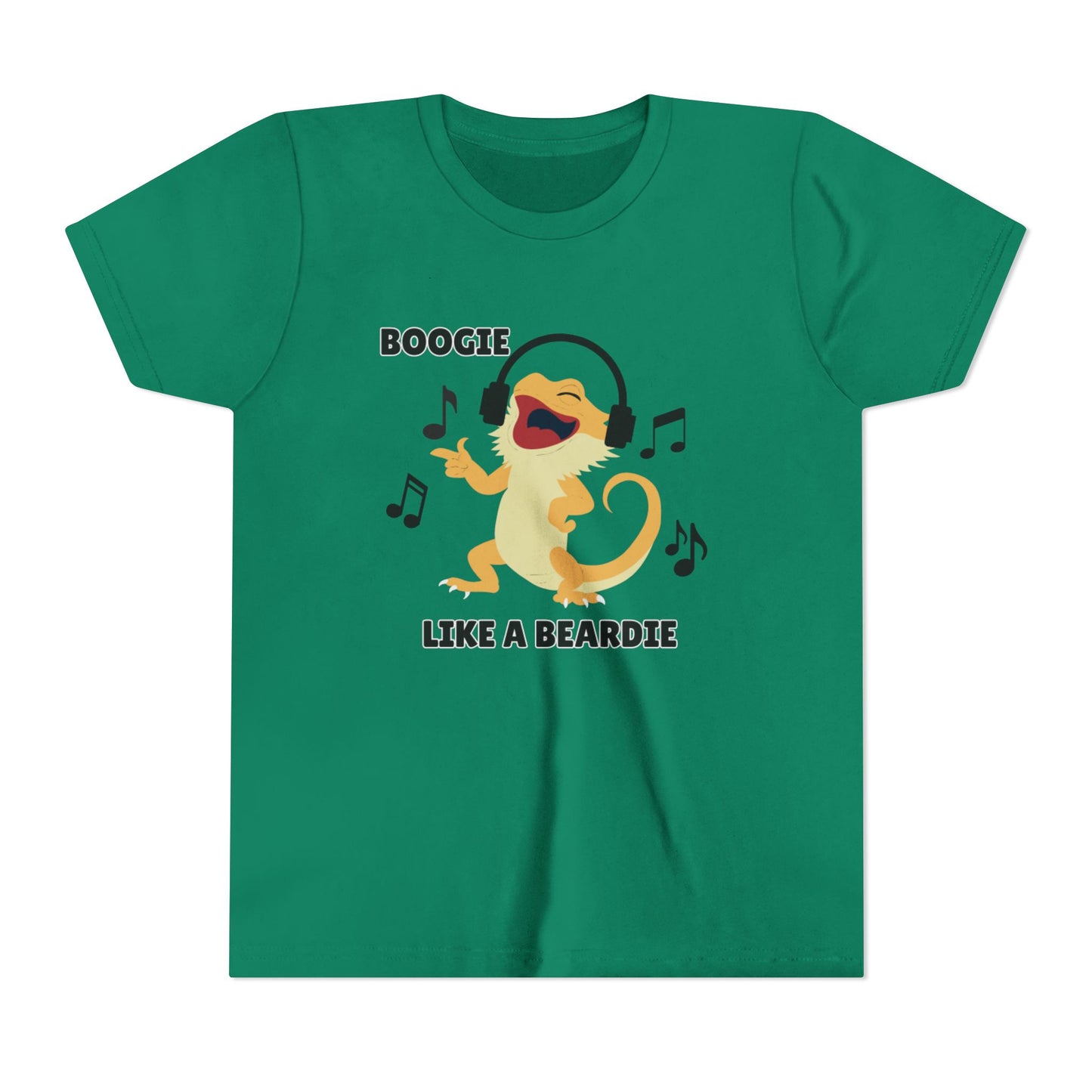Boogie like a Beardie Bearded Dragon Youth Short Sleeve Tee with Fun Music Design, Kids Music Shirt, Casual Summer Top
