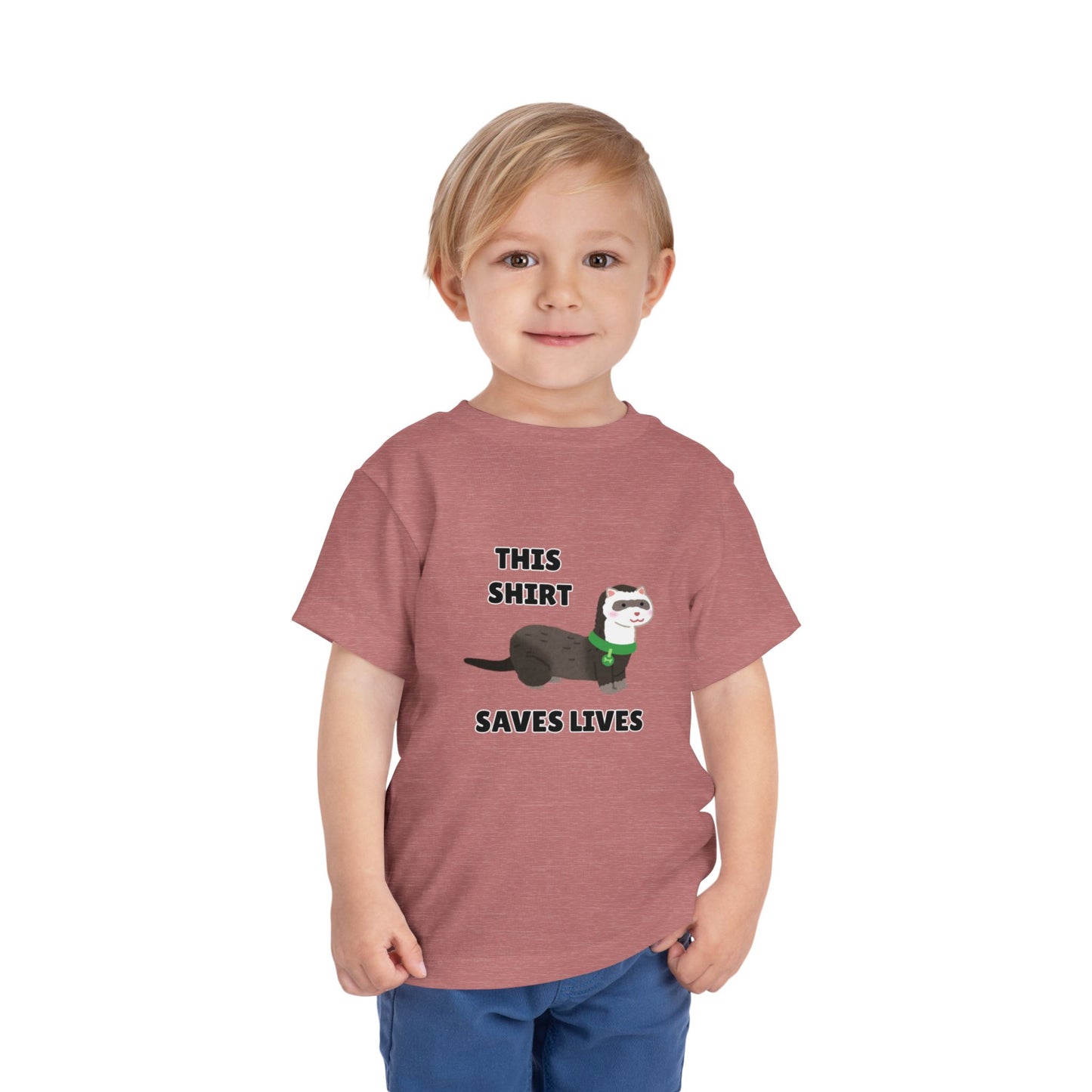 Toddler Sizes: This shirt Saves Lives Tee with Fun Ferret Design - Cute Short Sleeve Shirt, Animal Rescue, Animal Adoption, Kids Apparel, Gift for Animal Lovers, Playtime Wear