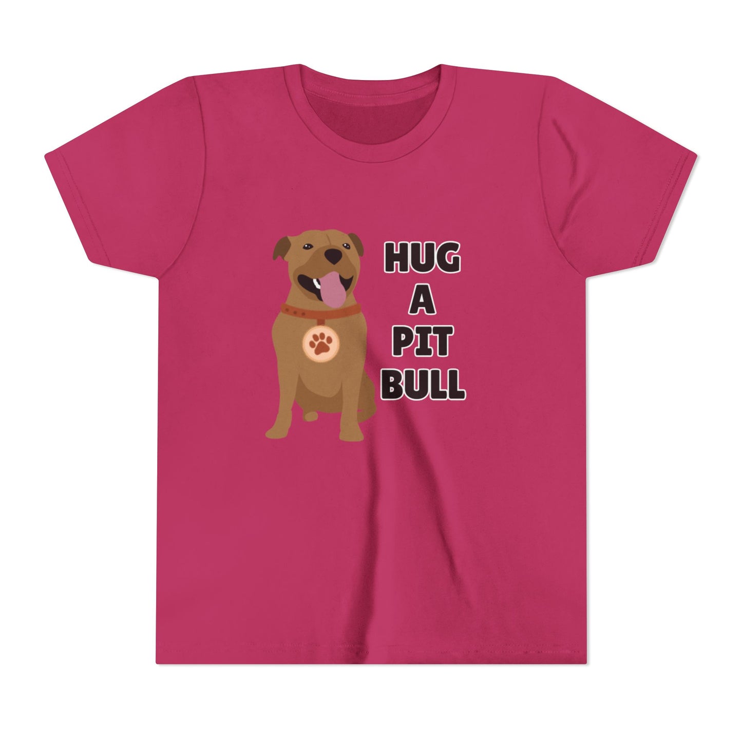 Hug a Pit Bull Youth Tee, Dog Lover Shirt, Kids Animal T-Shirt, Pet Adoption Awareness, Cute Gift, Animal Rescue Apparel