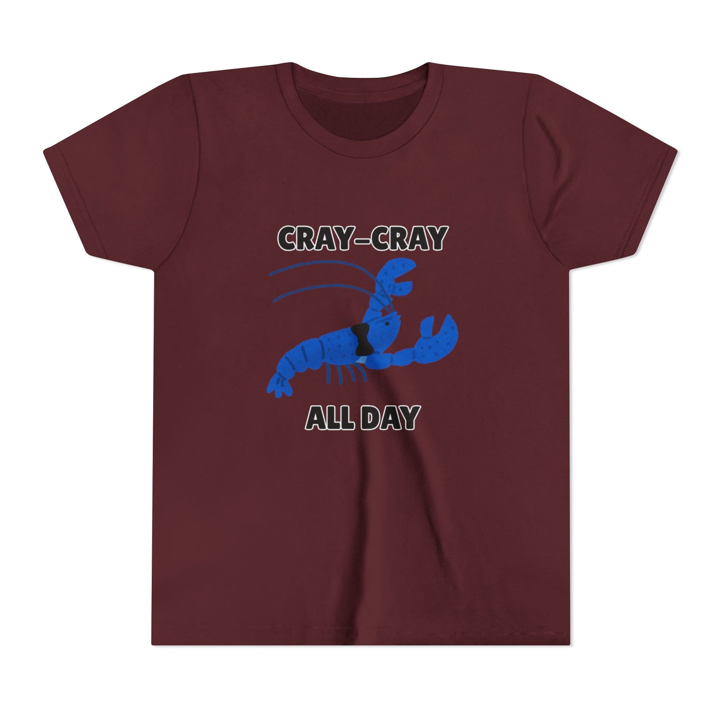 Crayfish Cray-Cray All Day Electric Mini Lobster Youth Tee, Fun Kids Shirt, Summer Outfit