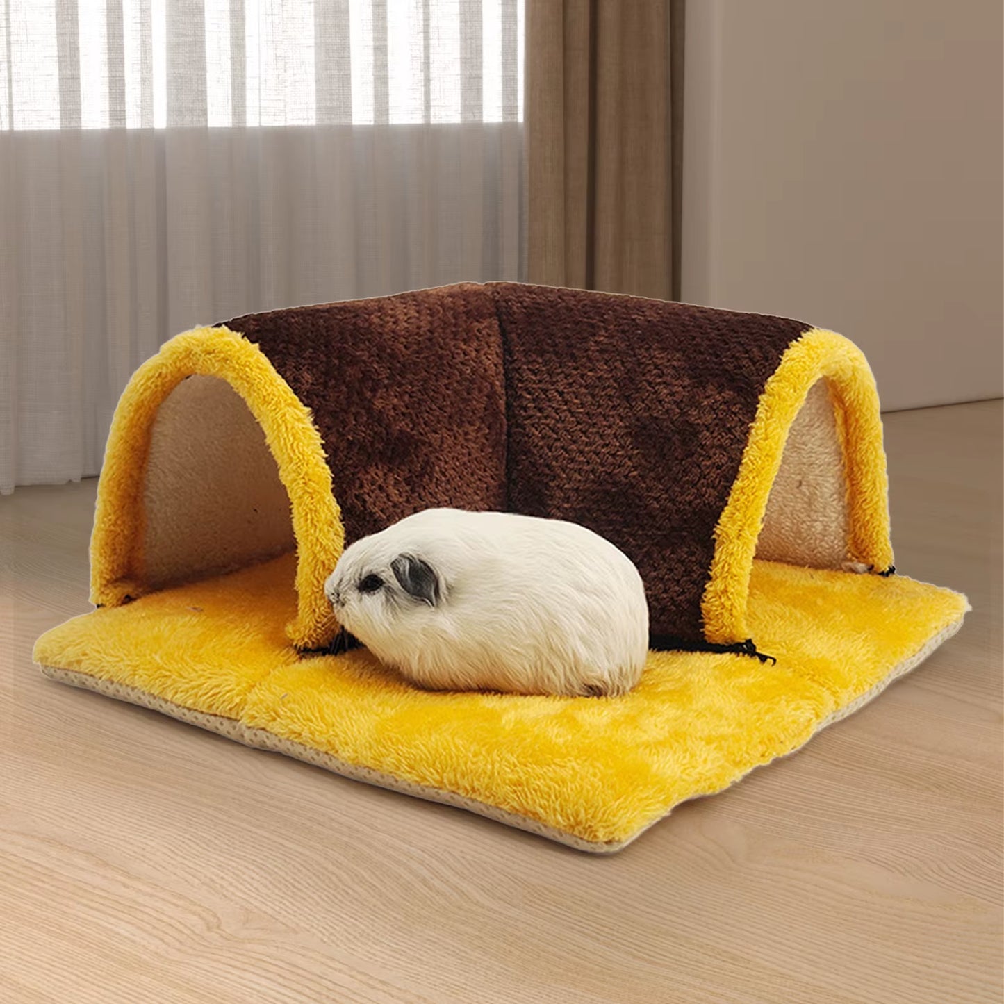 Small Animals Tunnel Guinea Pig Hideout Breathable Playground Removable Mat Pets Cave Guinea Pig House for Hamster Cat Kitten