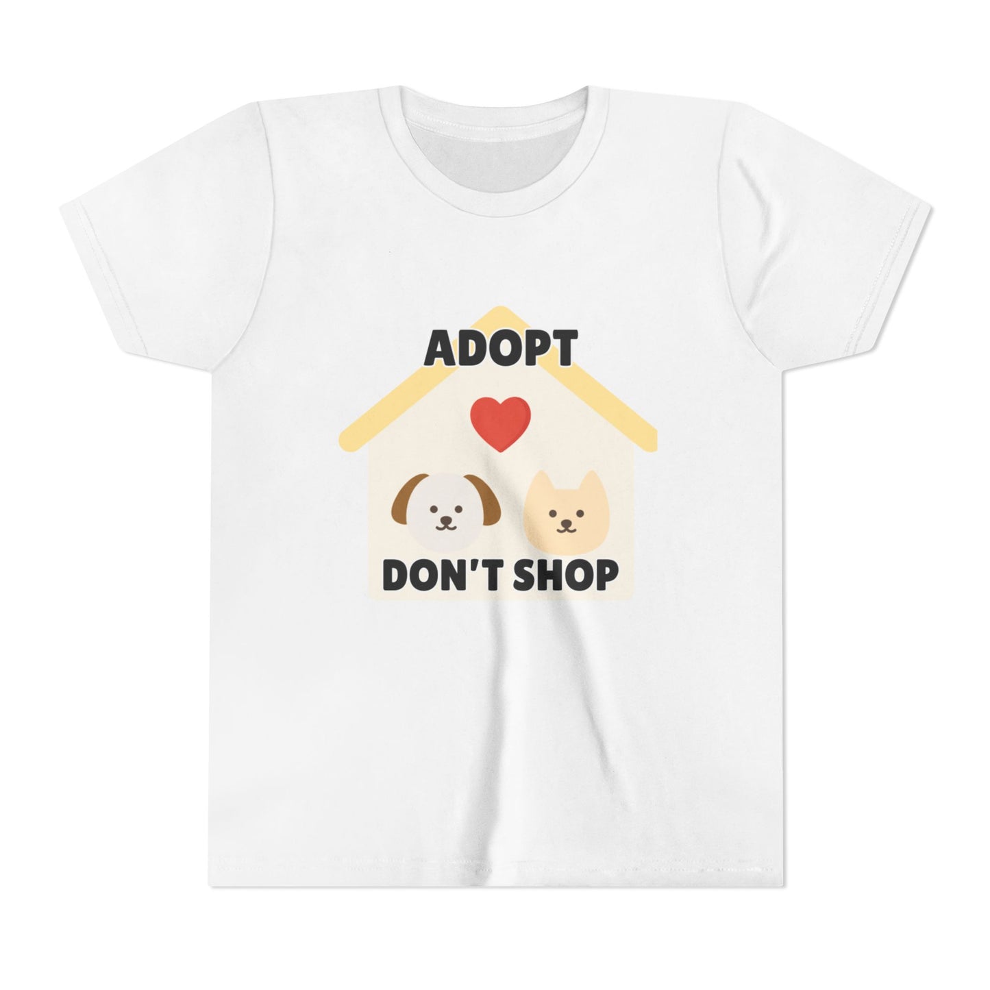 Adopt Don't Shop Youth Tee, Kid's Animal Love Shirt, Animal Rescue T-Shirt, Pet Adoption Awareness Tee, Gift for Dog and Cat Lovers