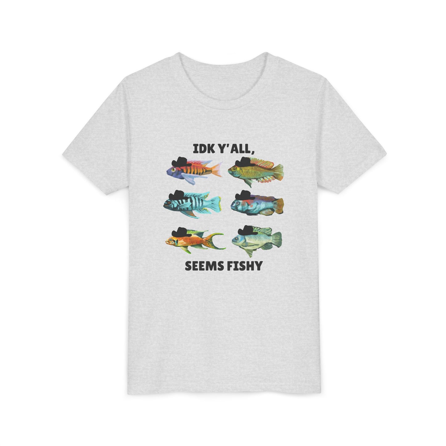 Youth Short Sleeve Tee - 'IDK Y'all, Seems Fishy' Funny Fishing Tee, Gift for Kids, Summer Outfit, Fishing