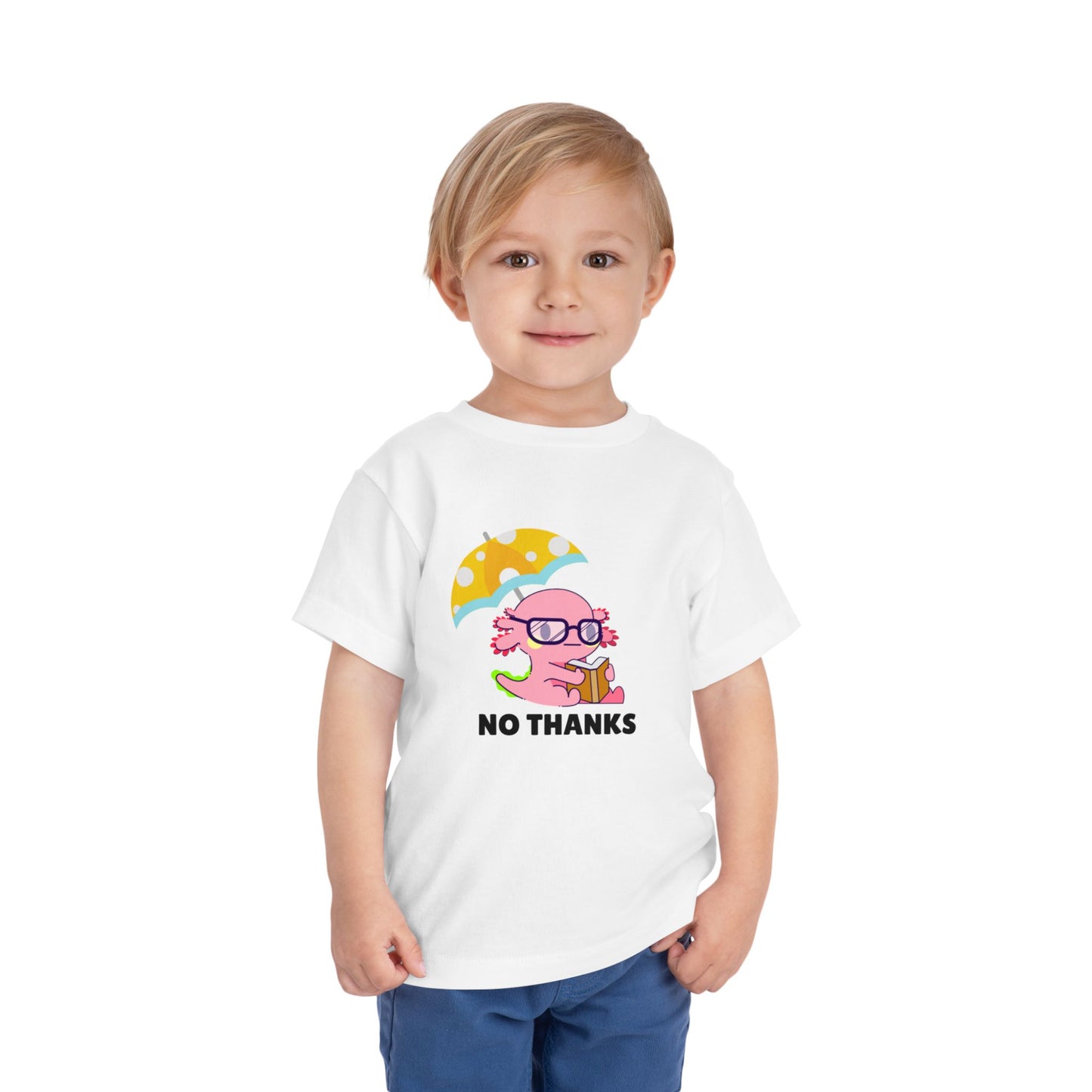 Toddler Sizes: Axolotl "No Thanks" Umbrella T-Shirt, Playful Toddler Tee - 'No Thanks' | Cute Kids Shirt, Funny Toddler Gift, Summer T-Shirt, Casual Wear, Kid's Clothing