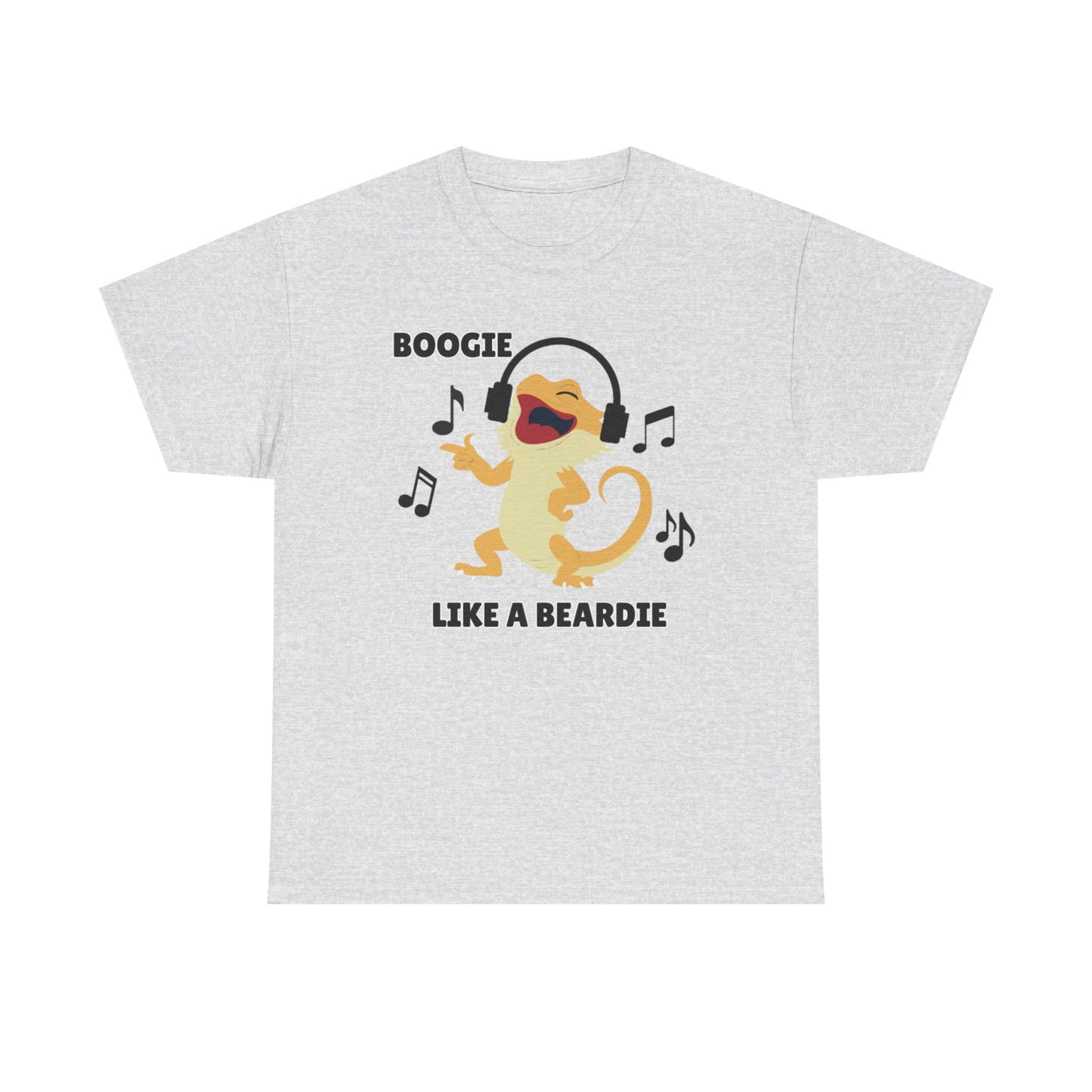 Adult Sizes: Boogie like a Beardie Bearded Dragon Unisex Heavy Cotton Tee with Fun Design - "Boogie Like a Beardie" Graphic, Music Lover Gift, Cute Shirt for Reptile Lovers