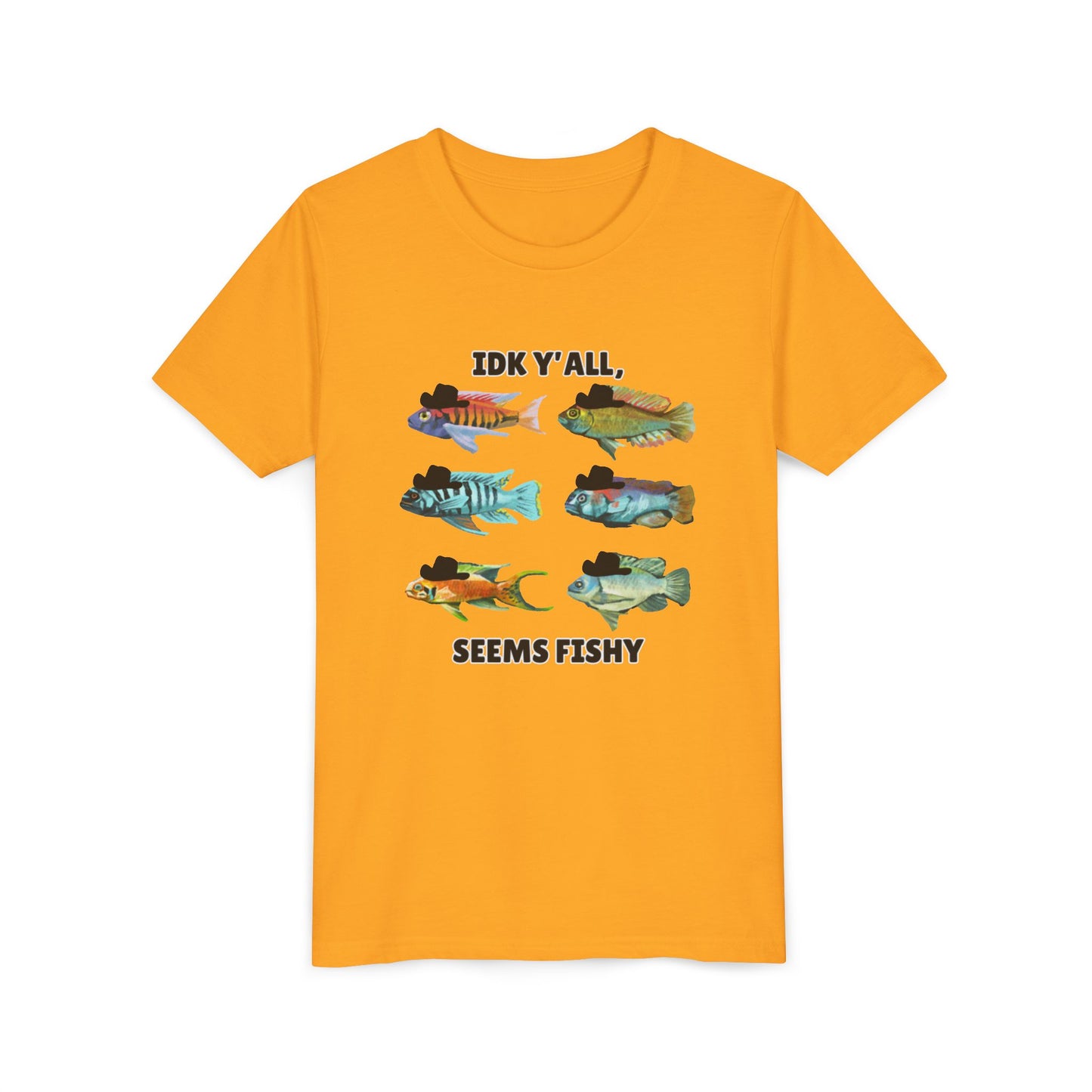 Youth Short Sleeve Tee - 'IDK Y'all, Seems Fishy' Funny Fishing Tee, Gift for Kids, Summer Outfit, Fishing