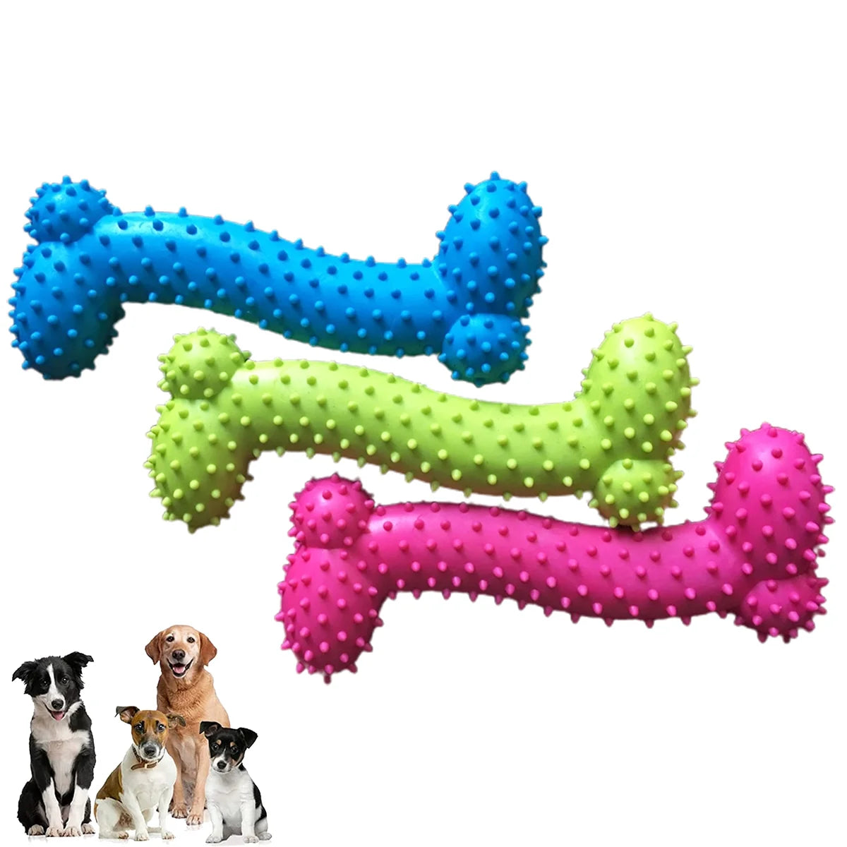 Dog Toys, Durable TPR Dog Chew Toys for Aggressive Flavored Tough Natural Rubber & Teeth Cleaning Chewing Bones for Large Dogs, Random Color