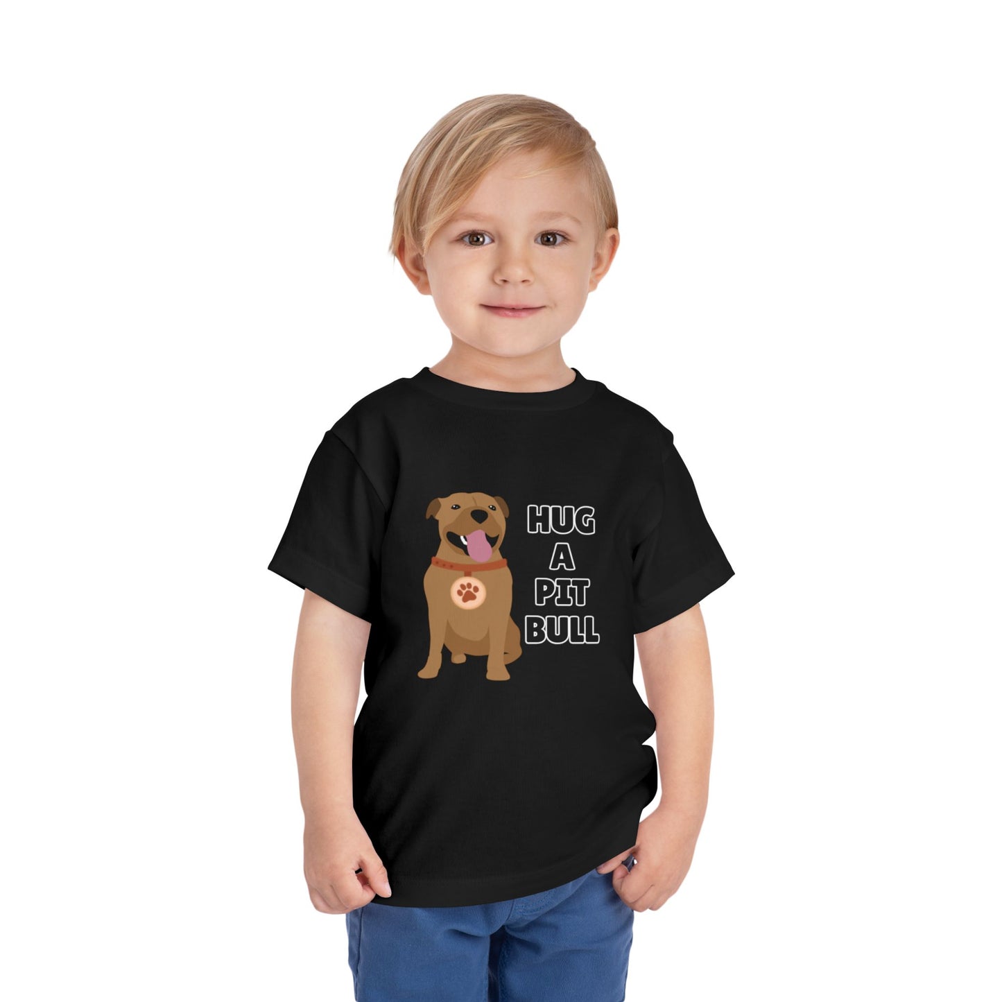 Toddler Sizes: Hug a Pitbull, Animal Rescue, Animal Adoption, Pit Bull Love Tee - Cute Short Sleeve Shirt for Kids, Animal Lovers Gift, Dog Lover Apparel, Playful Toddler Outfit, Funny Pet Tee