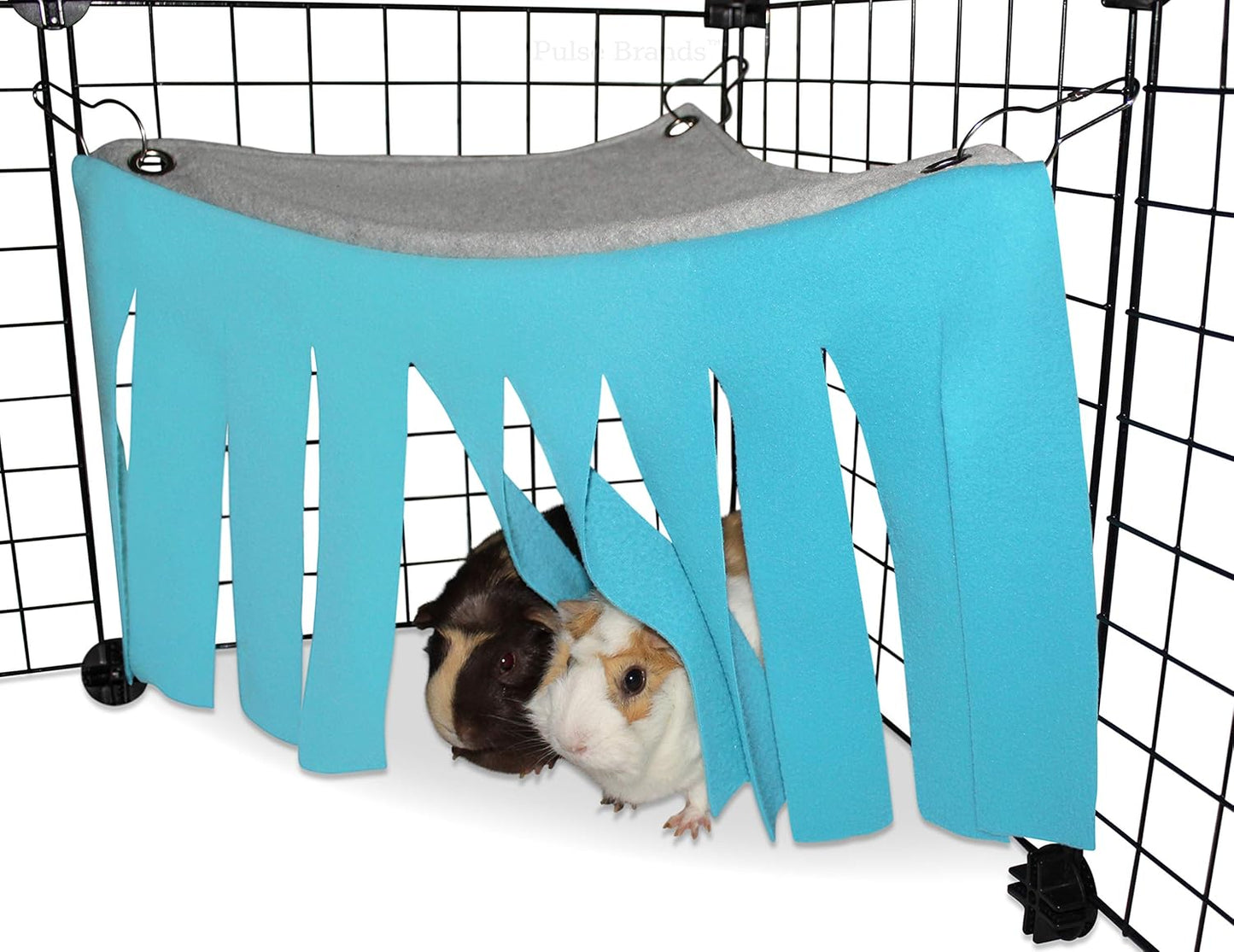 Corner Fleece Forest Hideout for Guinea Pigs, Ferrets, Chinchillas, Hedgehogs, Dwarf Rabbits and Other Small Pets - Accessories and Toys (Blue/Gray)