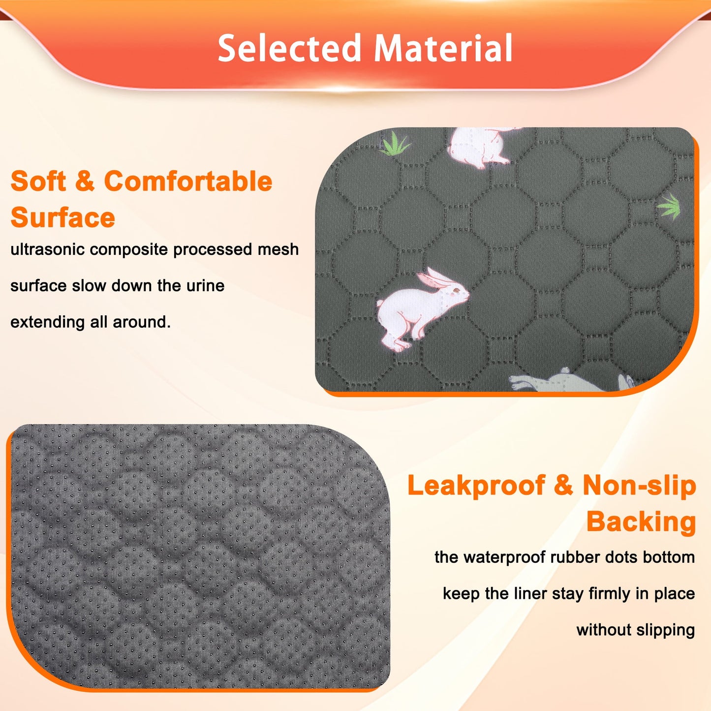 2 Pack Washable Guinea Pig Cage Liners for Midwest and C&C Cages, 24”X 36” Reusable Leakproof and Anti-Slip Guinea Pig Pee Pads, Fleece Liners for Hamster Rabbit