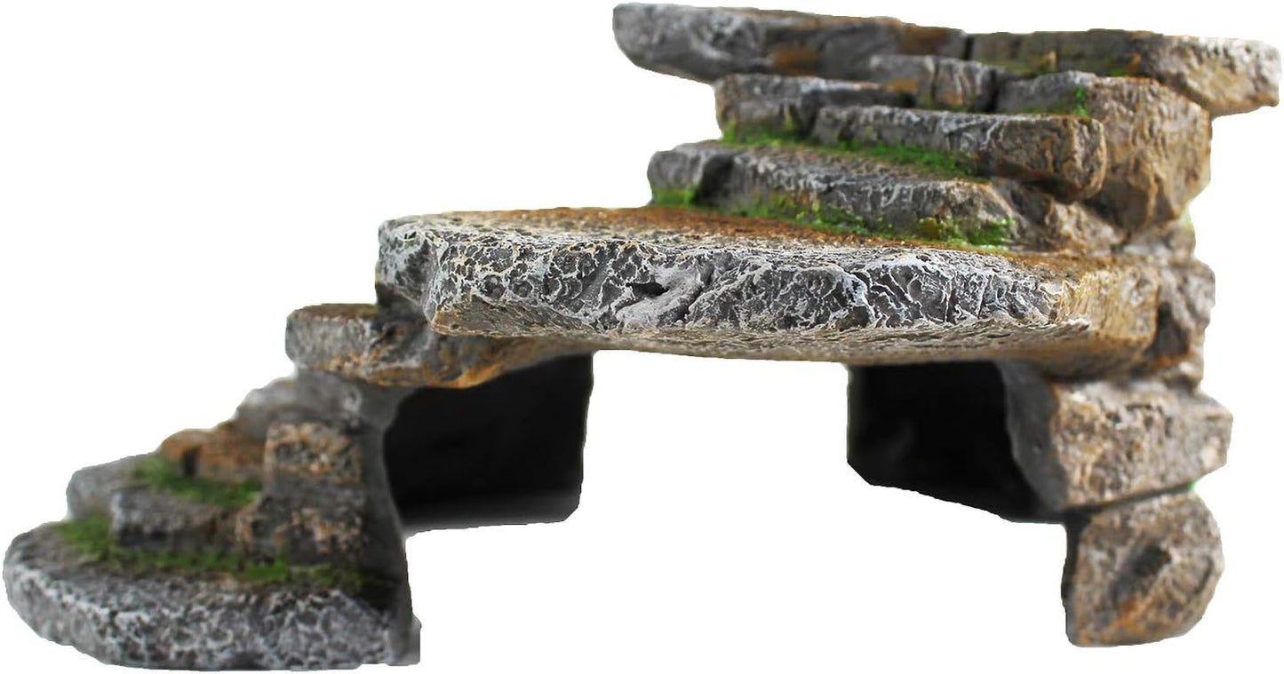 (REP183) Reptology Shale Scape Step Ledge & Cave Hideout – Decorative Resin for Aquariums & Terrariums – Great for Reptiles, Amphibians, and Fish – Large