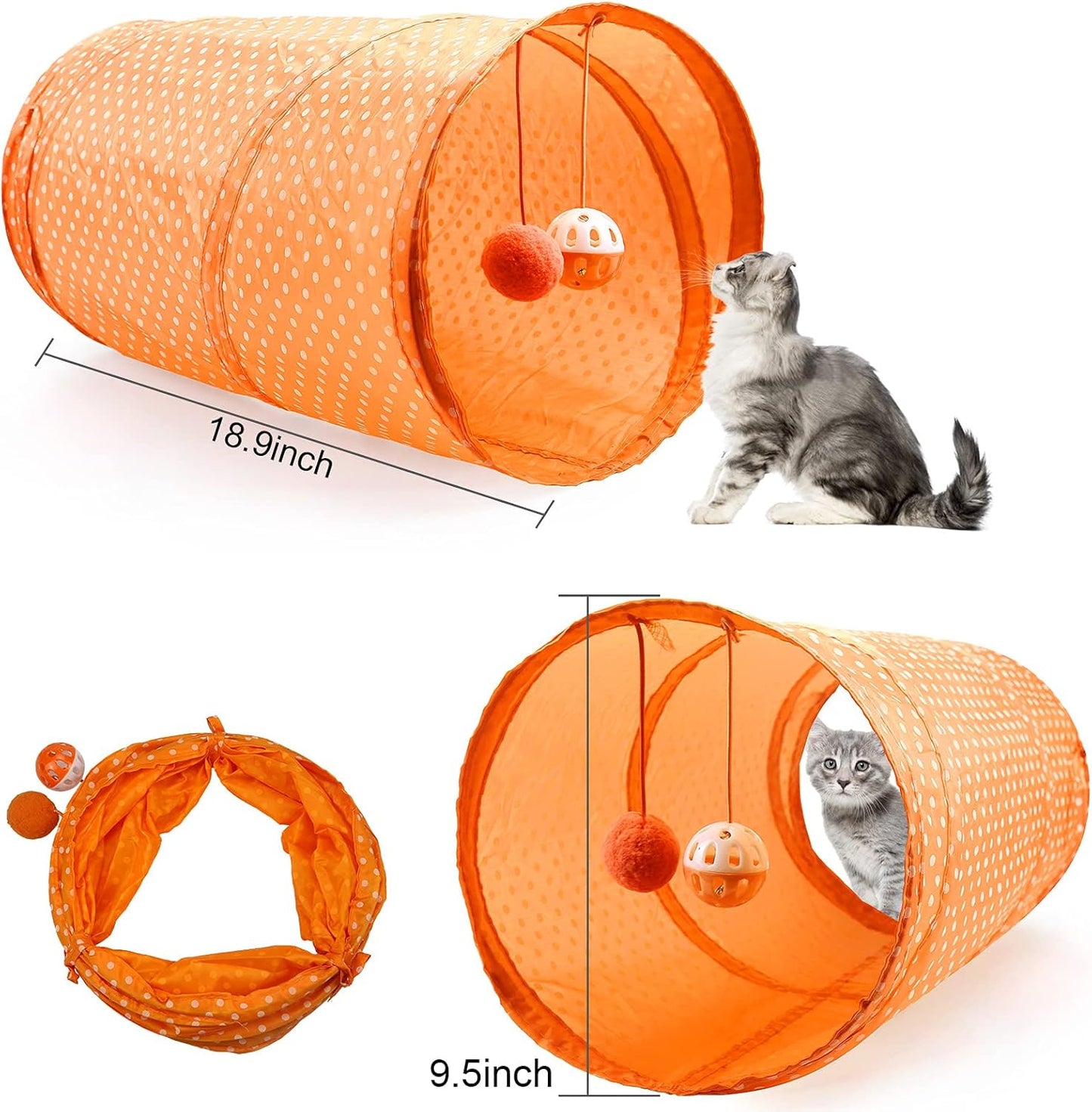 27Pcs Cat Toys Kitten Toys Assorted,Cat Tunnel Catnip Fish Feather Teaser Wand Fish Fluffy Mouse Mice Balls Tumbler Mouse Color Funny Cat Stick and Bells Toys for Cat Puppy Kitty.