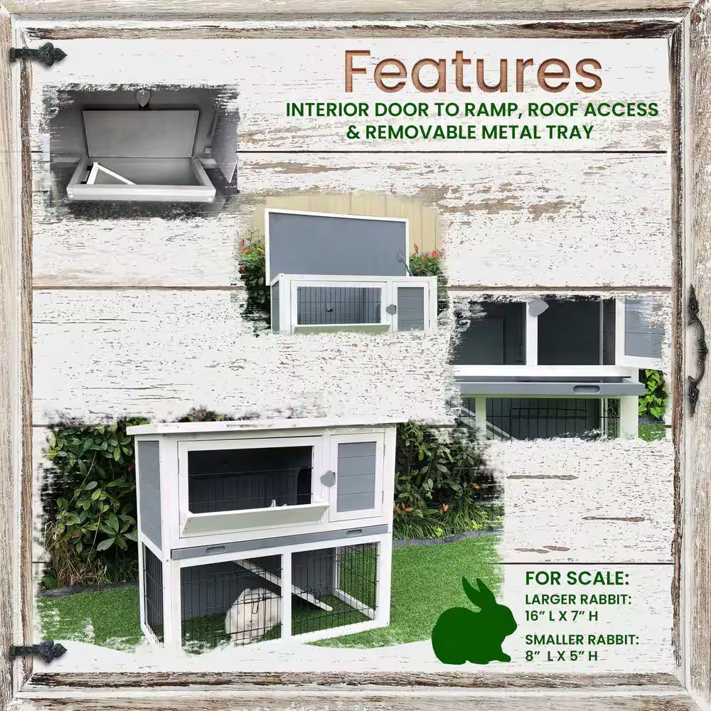 Outdoor Wooden 2-Story Rabbit Hutch