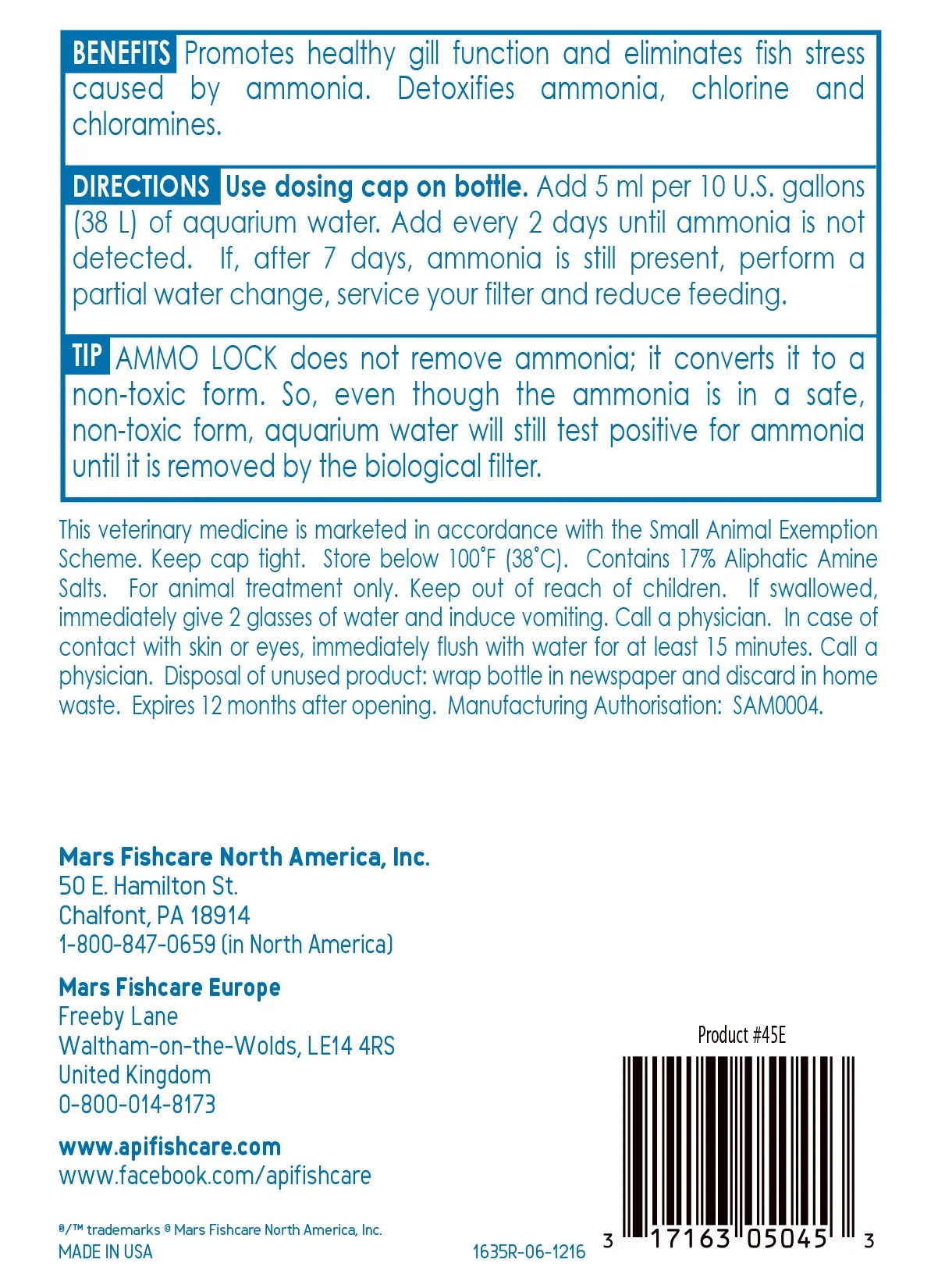 Ammo-Lock Ammonia Detoxifier, 16-Ounce Multi-Colored