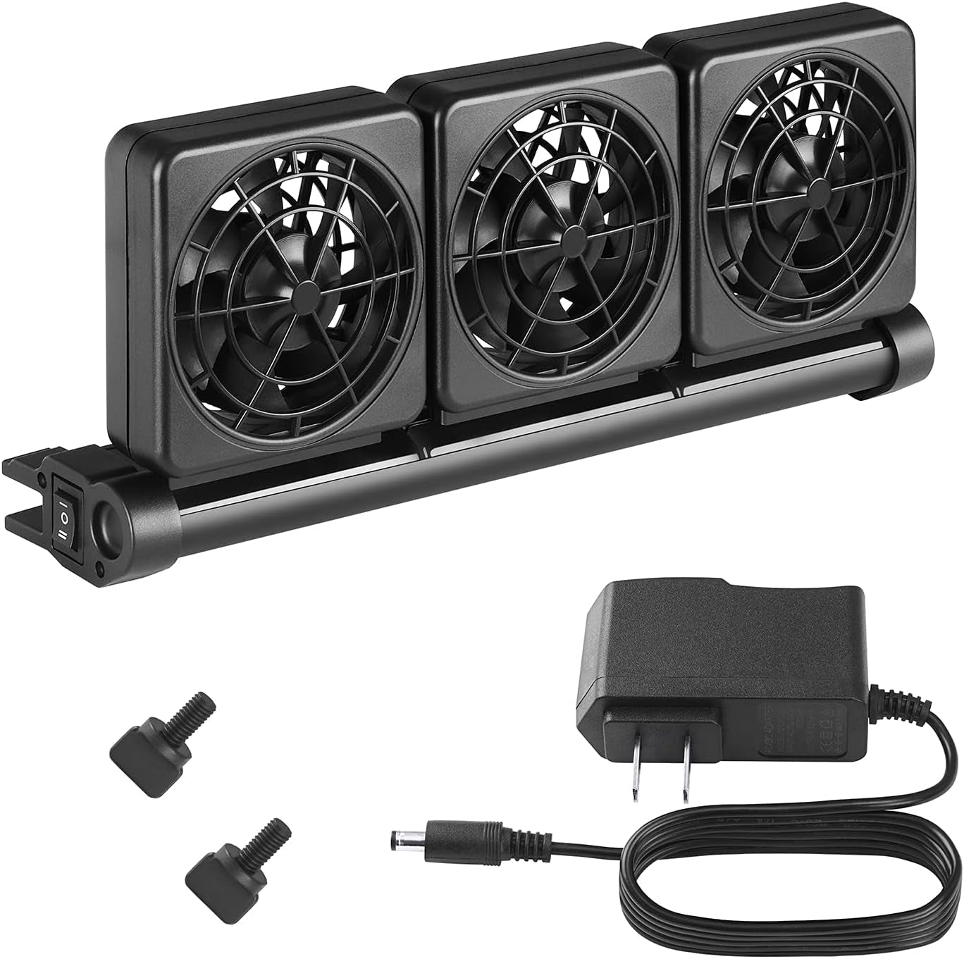 Aquarium Chillers, Fish Tank Cooling Fan System 3-Head Wind Power and Angle Adjustable Clip on Chiller, 2 Gears for Control (3-Head)
