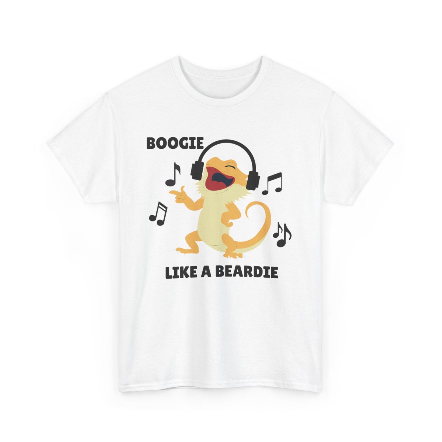 Adult Sizes: Boogie like a Beardie Bearded Dragon Unisex Heavy Cotton Tee with Fun Design - "Boogie Like a Beardie" Graphic, Music Lover Gift, Cute Shirt for Reptile Lovers