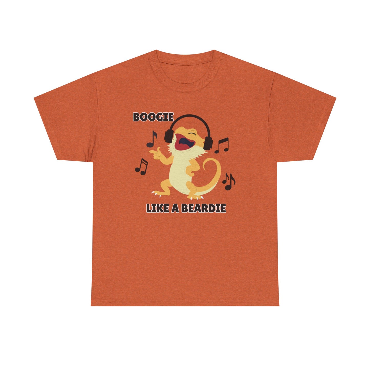 Adult Sizes: Boogie like a Beardie Bearded Dragon Unisex Heavy Cotton Tee with Fun Design - "Boogie Like a Beardie" Graphic, Music Lover Gift, Cute Shirt for Reptile Lovers