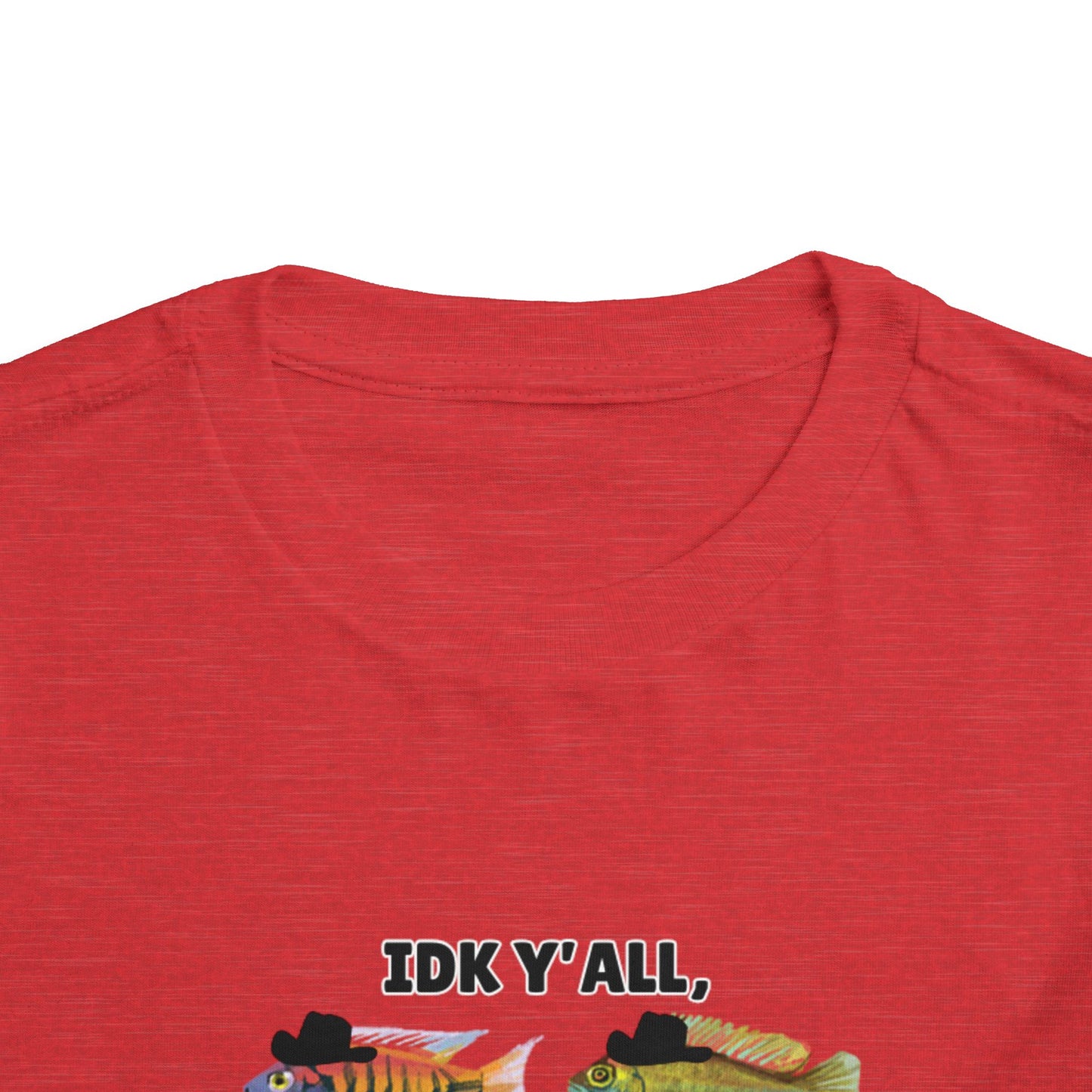 Toddler Sizes: IDK Y'all, Seems Fishy, Fish & Fishing Cowboy Hat Shirt, Short Sleeve Tee - 'IDK Y'all, Seems Fishy' Fun T-Shirt, Cute Kids Apparel, Summer Essentials