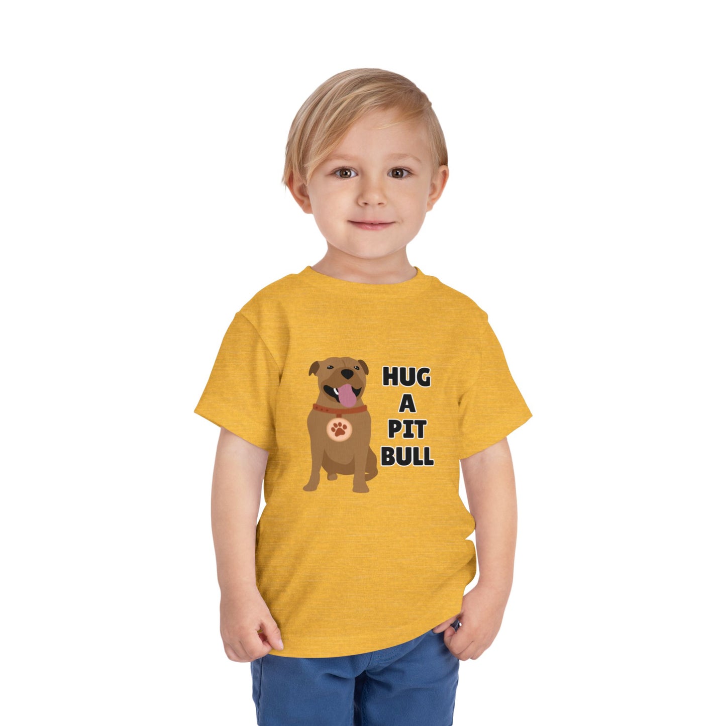 Toddler Sizes: Hug a Pitbull, Animal Rescue, Animal Adoption, Pit Bull Love Tee - Cute Short Sleeve Shirt for Kids, Animal Lovers Gift, Dog Lover Apparel, Playful Toddler Outfit, Funny Pet Tee