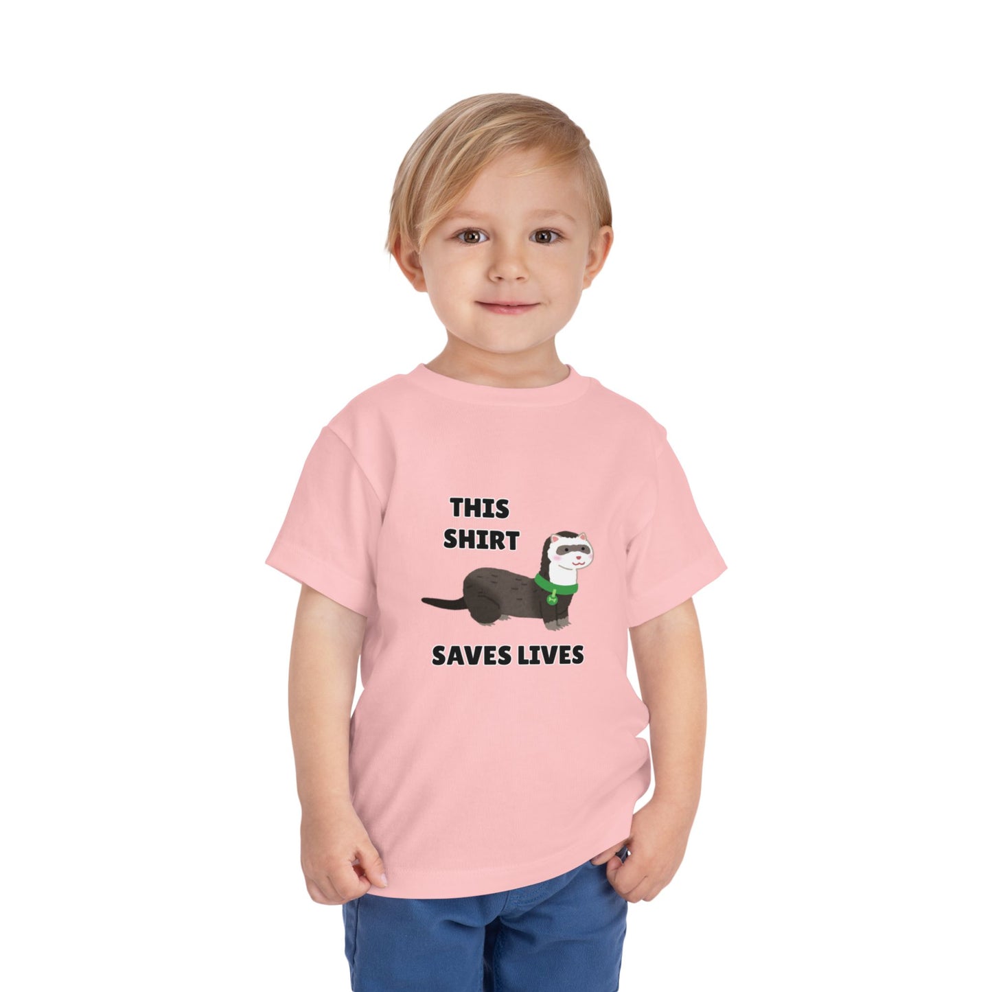 Toddler Sizes: This shirt Saves Lives Tee with Fun Ferret Design - Cute Short Sleeve Shirt, Animal Rescue, Animal Adoption, Kids Apparel, Gift for Animal Lovers, Playtime Wear