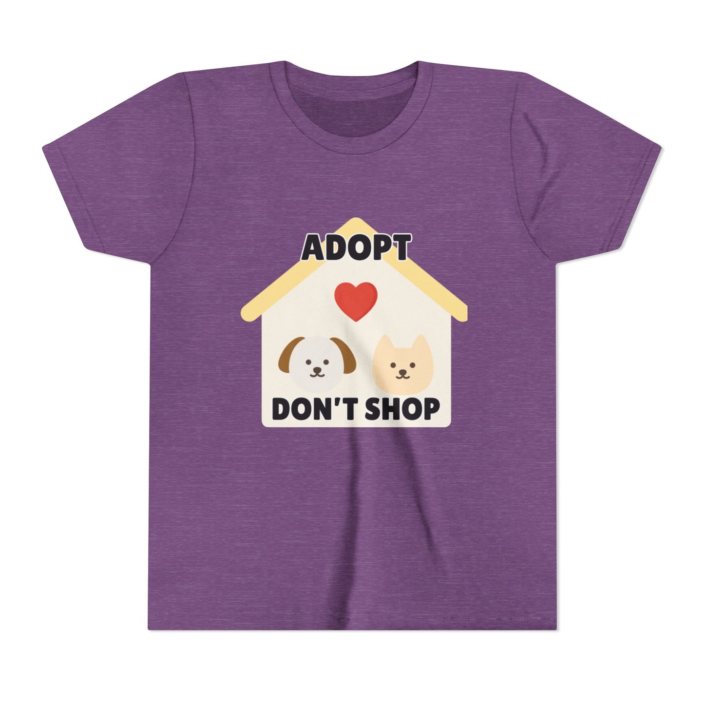 Adopt Don't Shop Youth Tee, Kid's Animal Love Shirt, Animal Rescue T-Shirt, Pet Adoption Awareness Tee, Gift for Dog and Cat Lovers