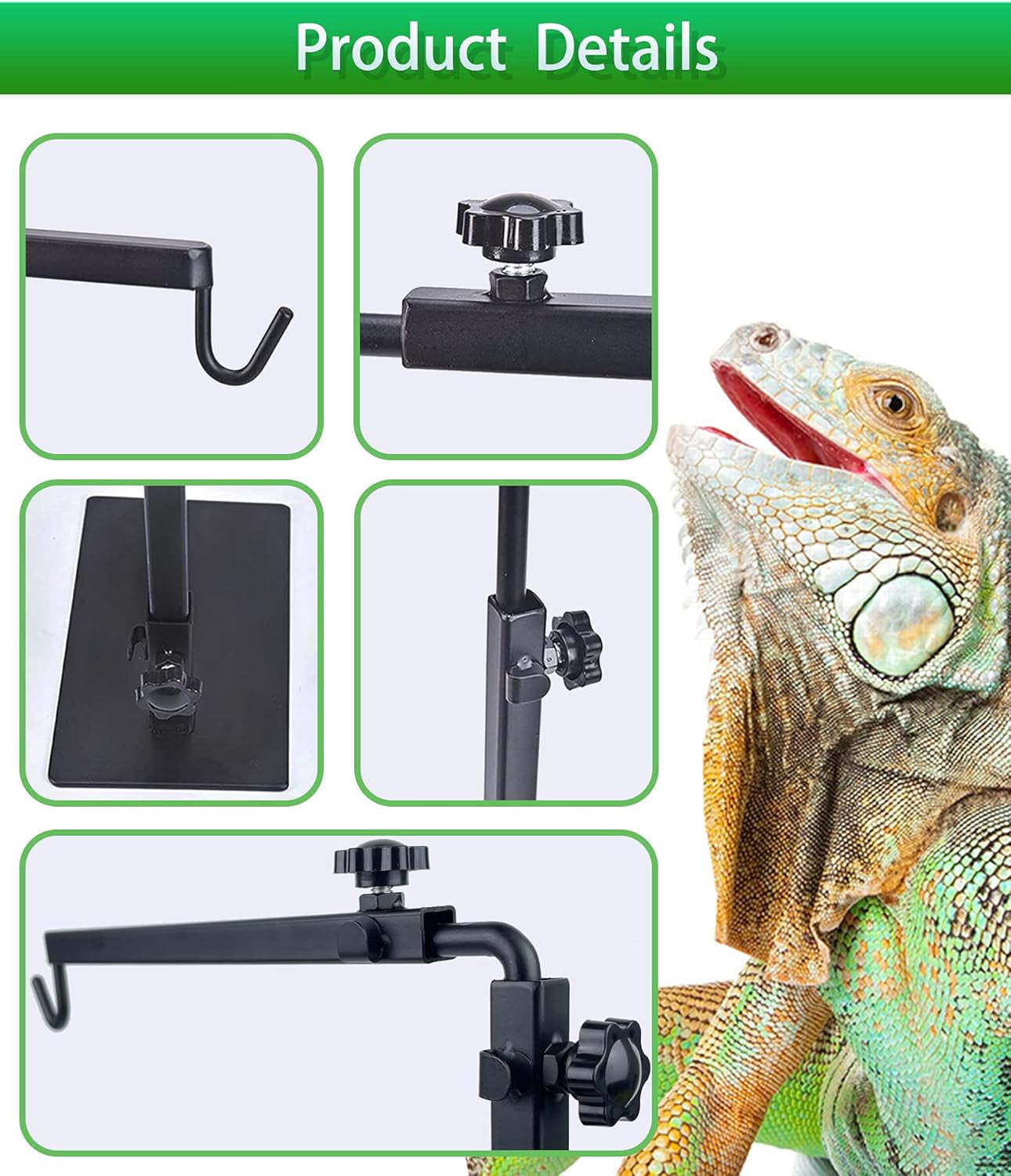 Reptile Lamp Stand Fixed Bracket - Terrarium Large Reptile Lamp Adjustable Metal Lamp Holder, Used for Amphibians and Lizards, Turtles and Snakes and Other Cold-Blooded Animals