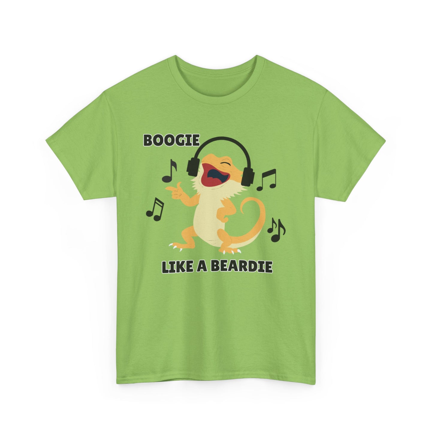 Adult Sizes: Boogie like a Beardie Bearded Dragon Unisex Heavy Cotton Tee with Fun Design - "Boogie Like a Beardie" Graphic, Music Lover Gift, Cute Shirt for Reptile Lovers