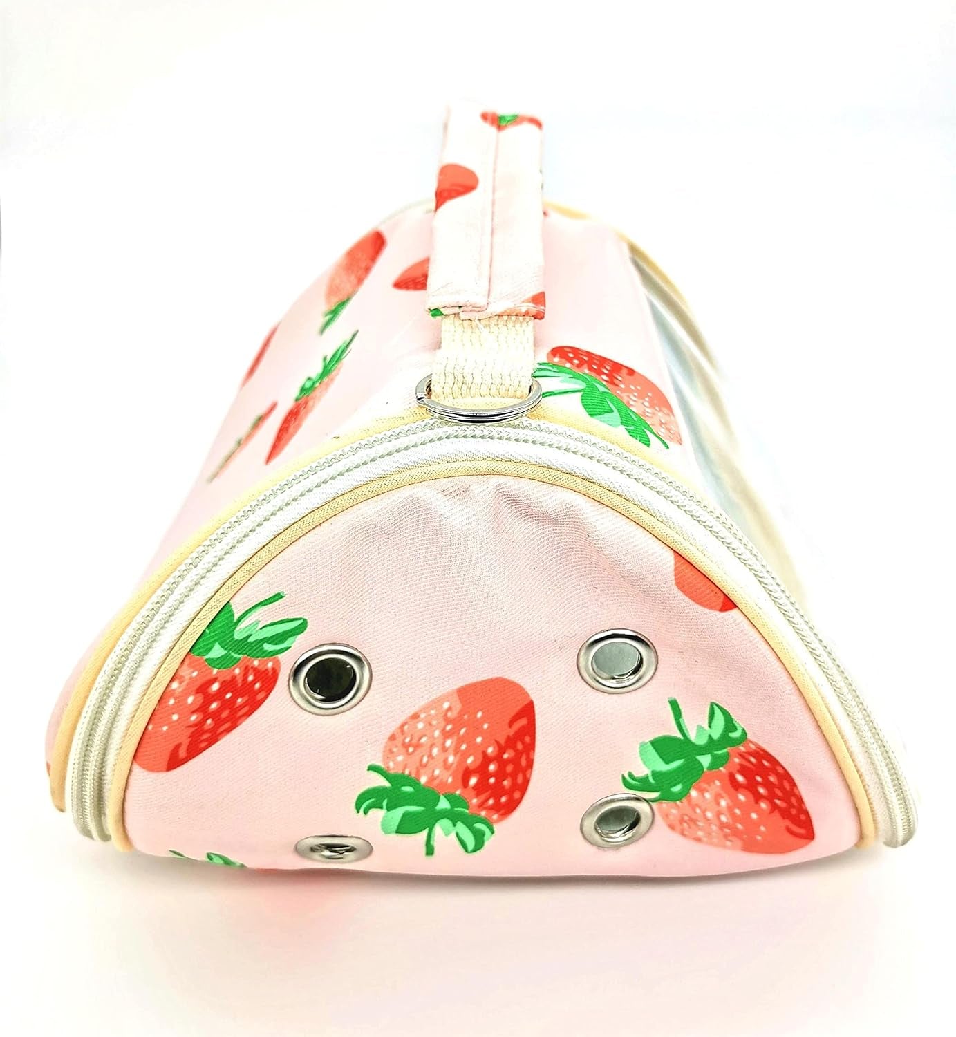 Durable Small Animal Carrier Travel Bag with Detachable Strap Breathable Outgoing Purse (Strawberry)