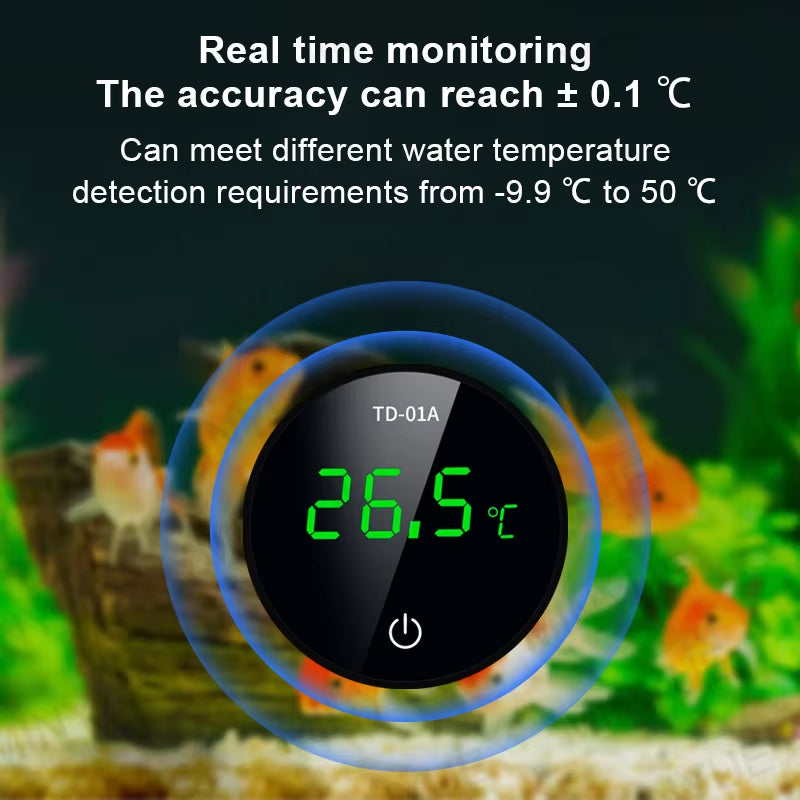 MINYUE Aquarium Thermometer LCD Digital External Thermometer Charging Type-C Fish Tank Mini Thermometer High Precision -9.9-50℃