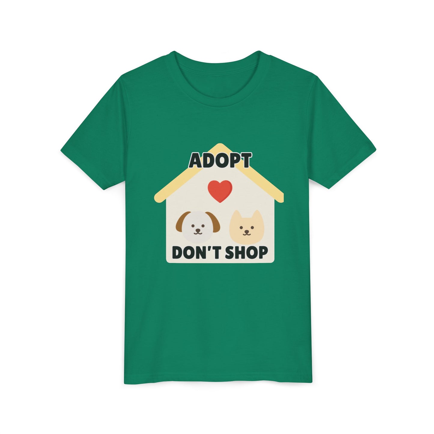 Adopt Don't Shop Youth Tee, Kid's Animal Love Shirt, Animal Rescue T-Shirt, Pet Adoption Awareness Tee, Gift for Dog and Cat Lovers