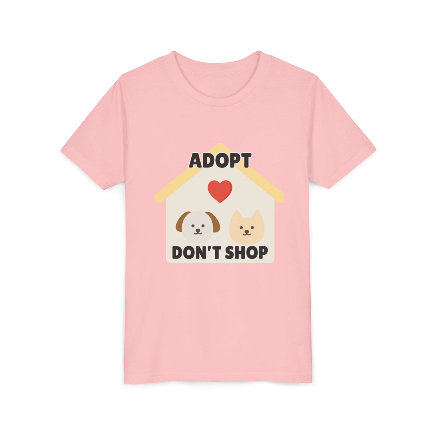 Adopt Don't Shop Youth Tee, Kid's Animal Love Shirt, Animal Rescue T-Shirt, Pet Adoption Awareness Tee, Gift for Dog and Cat Lovers