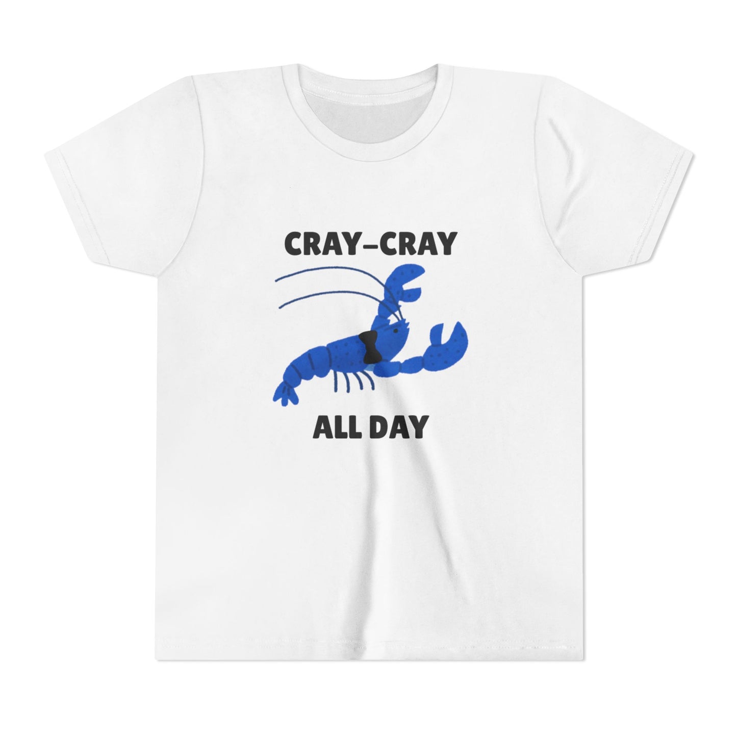 Crayfish Cray-Cray All Day Electric Mini Lobster Youth Tee, Fun Kids Shirt, Summer Outfit
