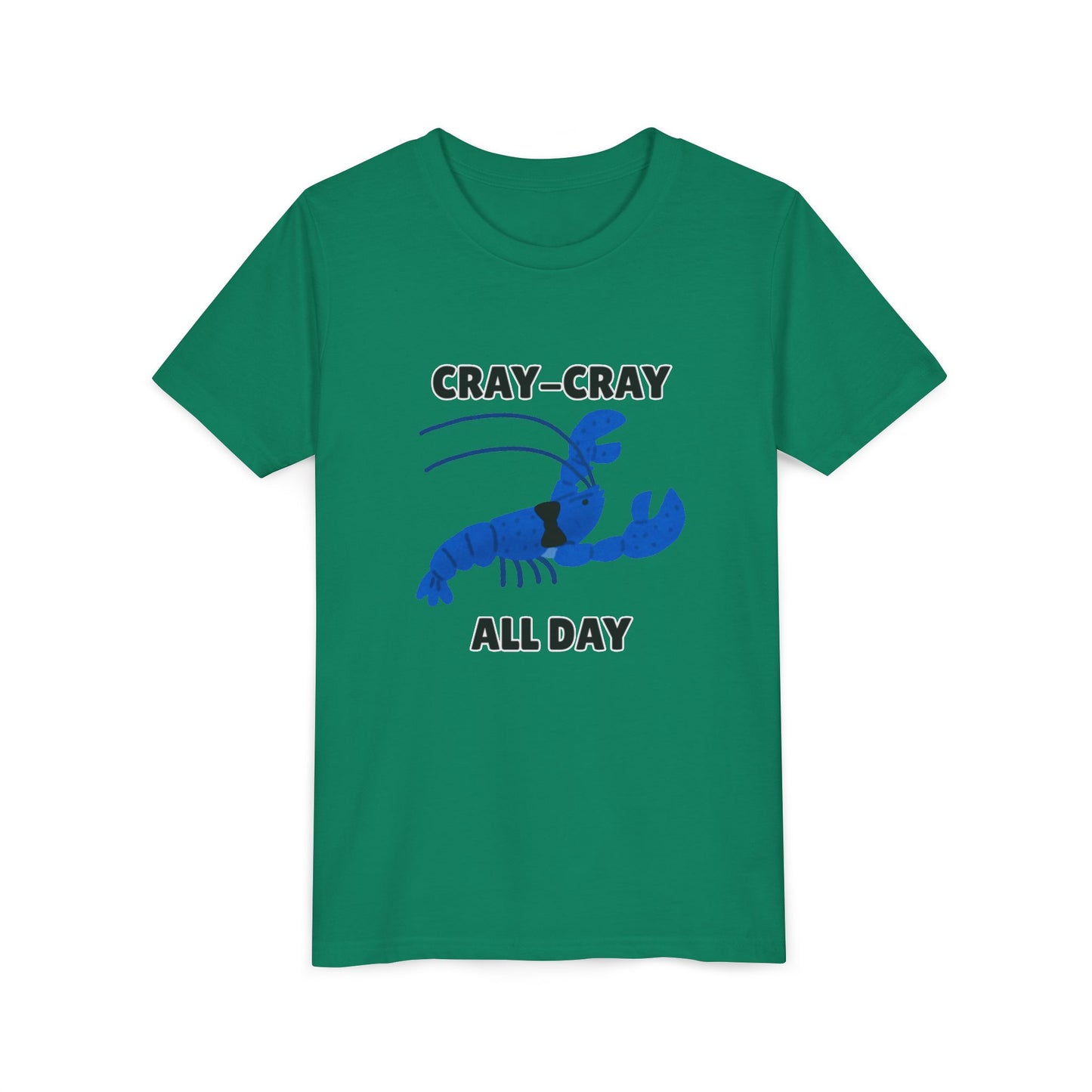Crayfish Cray-Cray All Day Electric Mini Lobster Youth Tee, Fun Kids Shirt, Summer Outfit