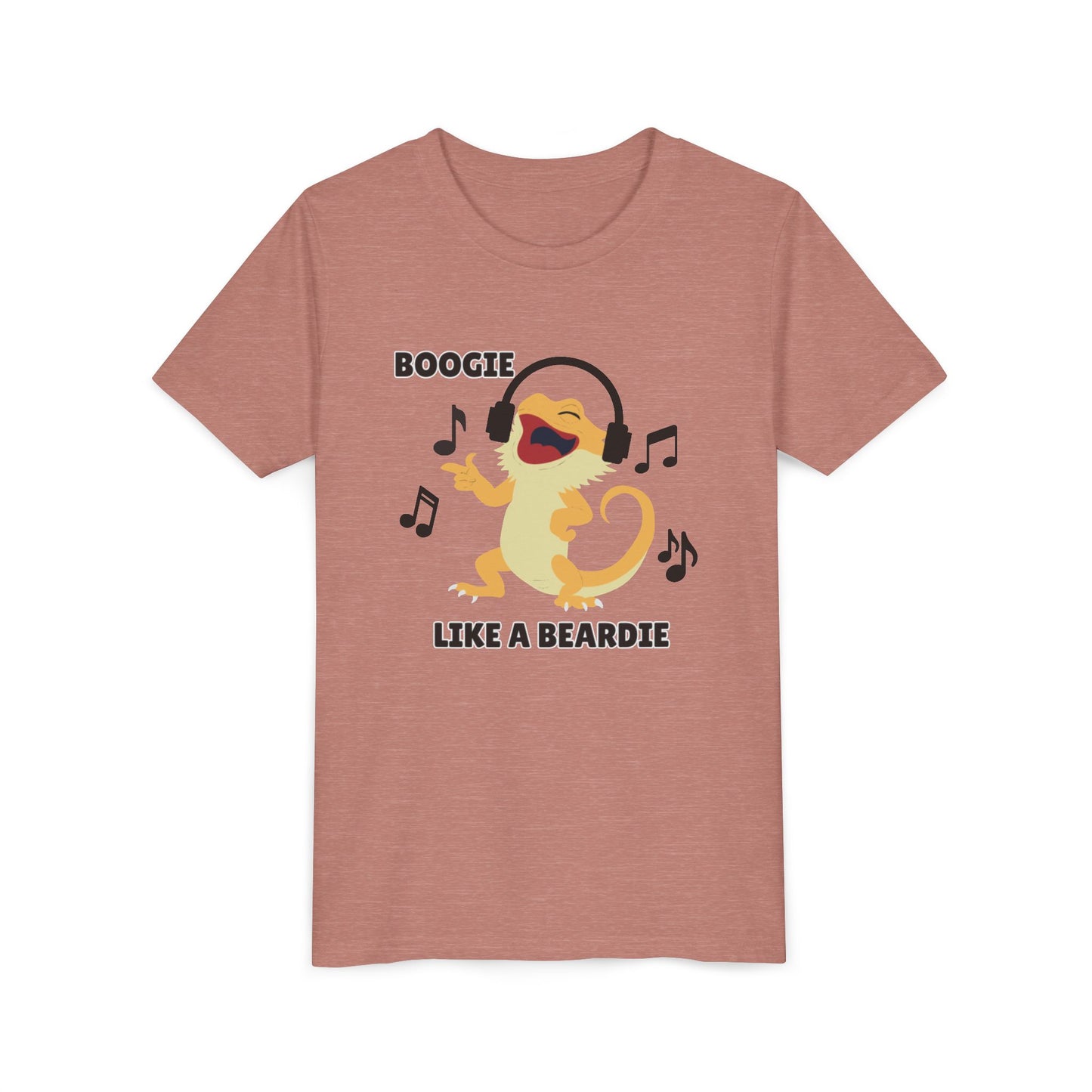 Boogie like a Beardie Bearded Dragon Youth Short Sleeve Tee with Fun Music Design, Kids Music Shirt, Casual Summer Top