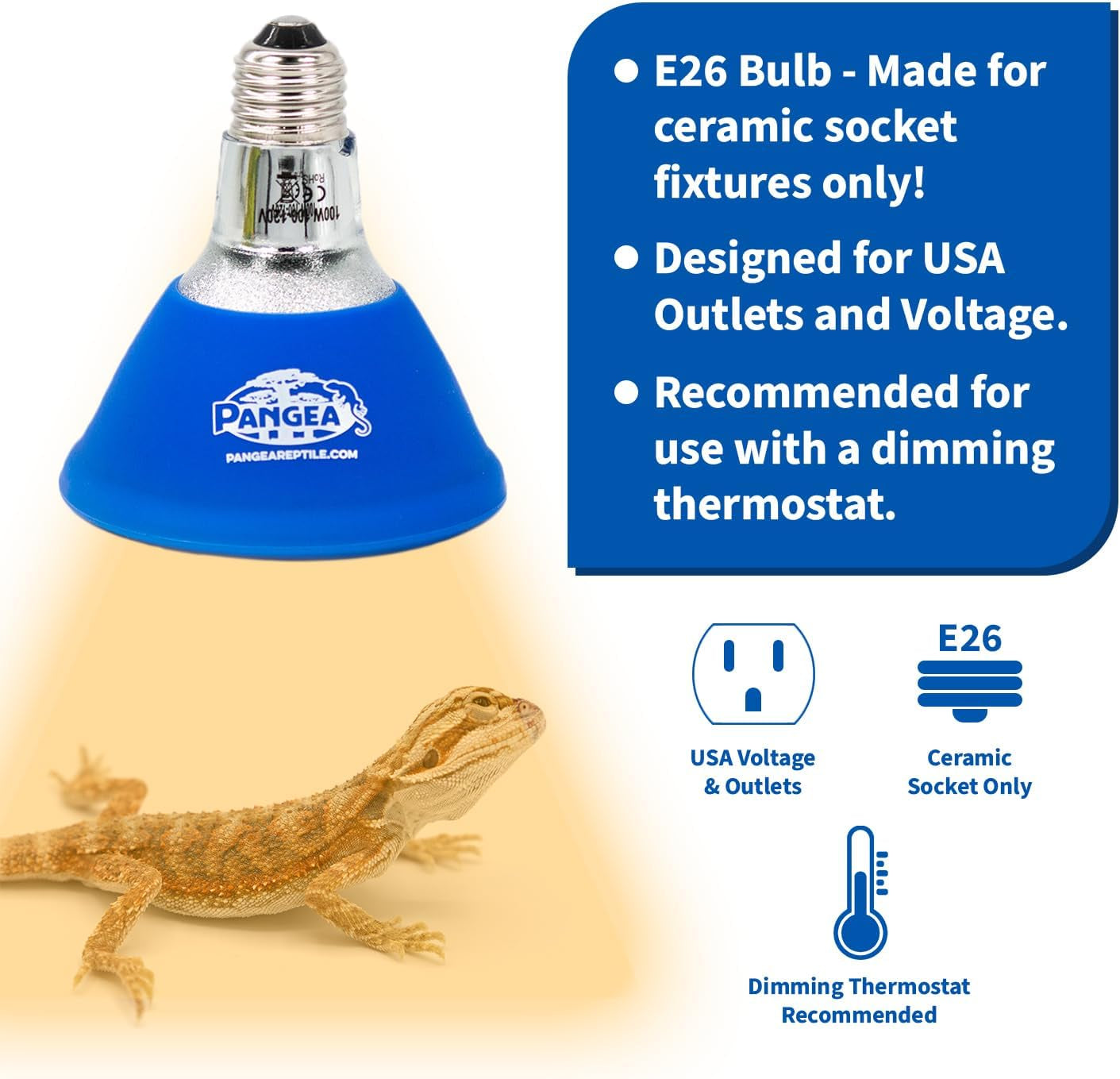 100W Deep Heat Projector for Reptiles with Carbon Fiber Filament, Core Warming Infrared a and B Bulb for Basking Lizards, Designed for Ceramic Sockets (100 Watt)
