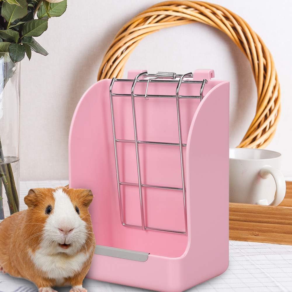 Rabbit Feeder Bunny Guinea Pig Hay Feeder Bag, Bunny Hay Feeder for Rabbits, Hay Feeder Hay Rack, Hay Feeder Less Wasted Hay Rack Manger for Rabbit Guinea Pig Chinchilla - Pink