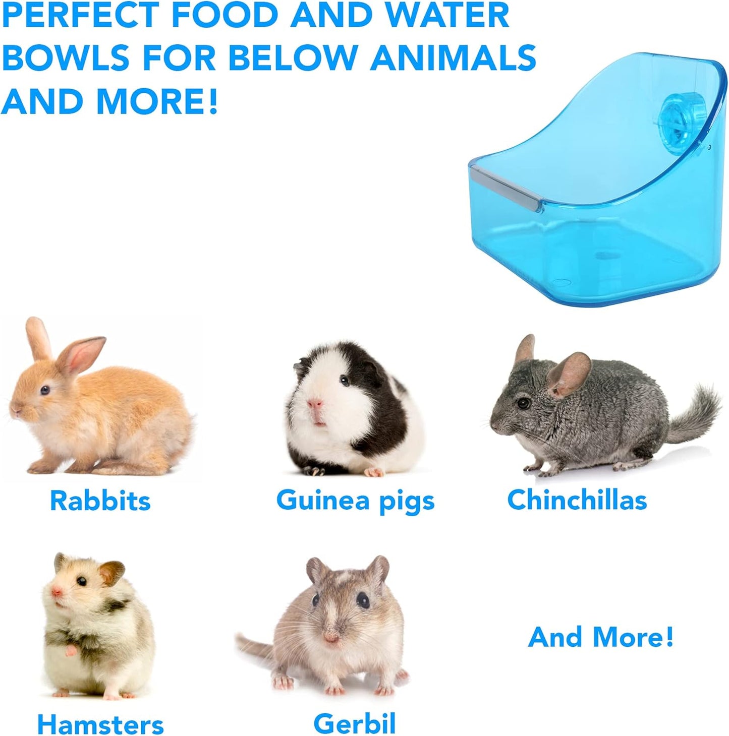 (2 Pack) 5" X 3 3/4" X 4" Food and Water Bowl for Rabbit, Chinchilla, Guinea Pig - the Best Tip-Proof, Clip-On Food Dishes for Rabbits and Small Pets