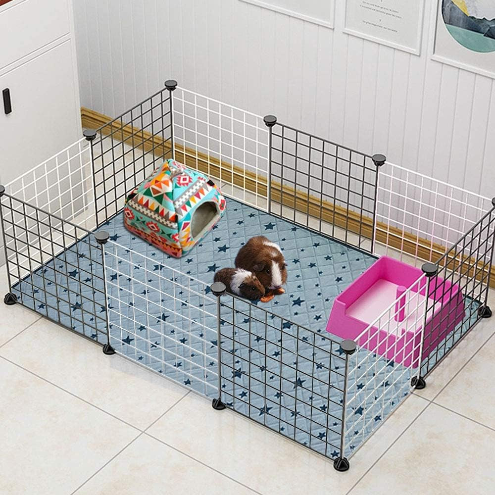 Guinea Pig Cage Liners, Absorbent Washable Reusable Guinea Pig Fleece Bedding for Midwest and C&C Cages with Leakproof Bottom. Starprint 1, for Midwest, 2 Pack