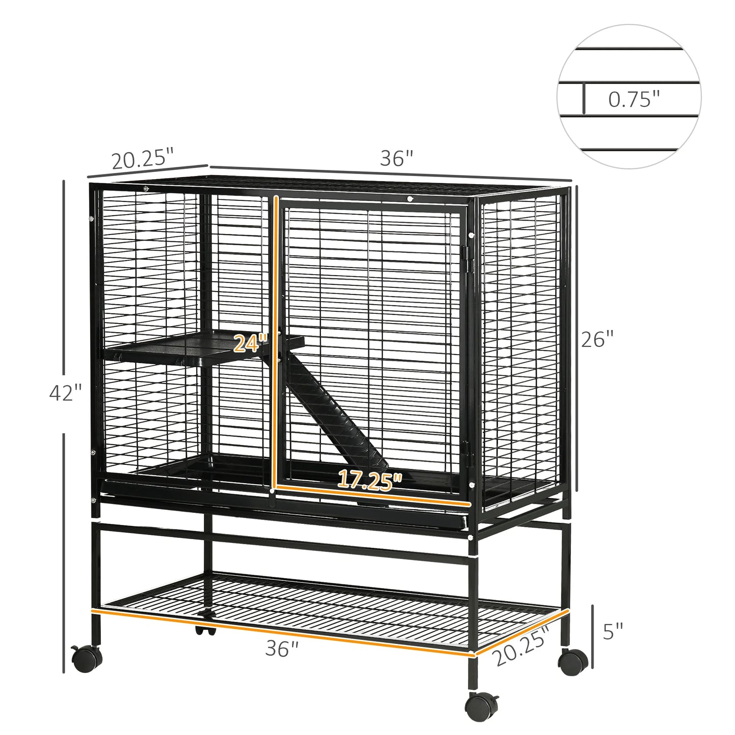 2-Tier Small Animal Cage, Ferret Cage Large Chinchilla Cage