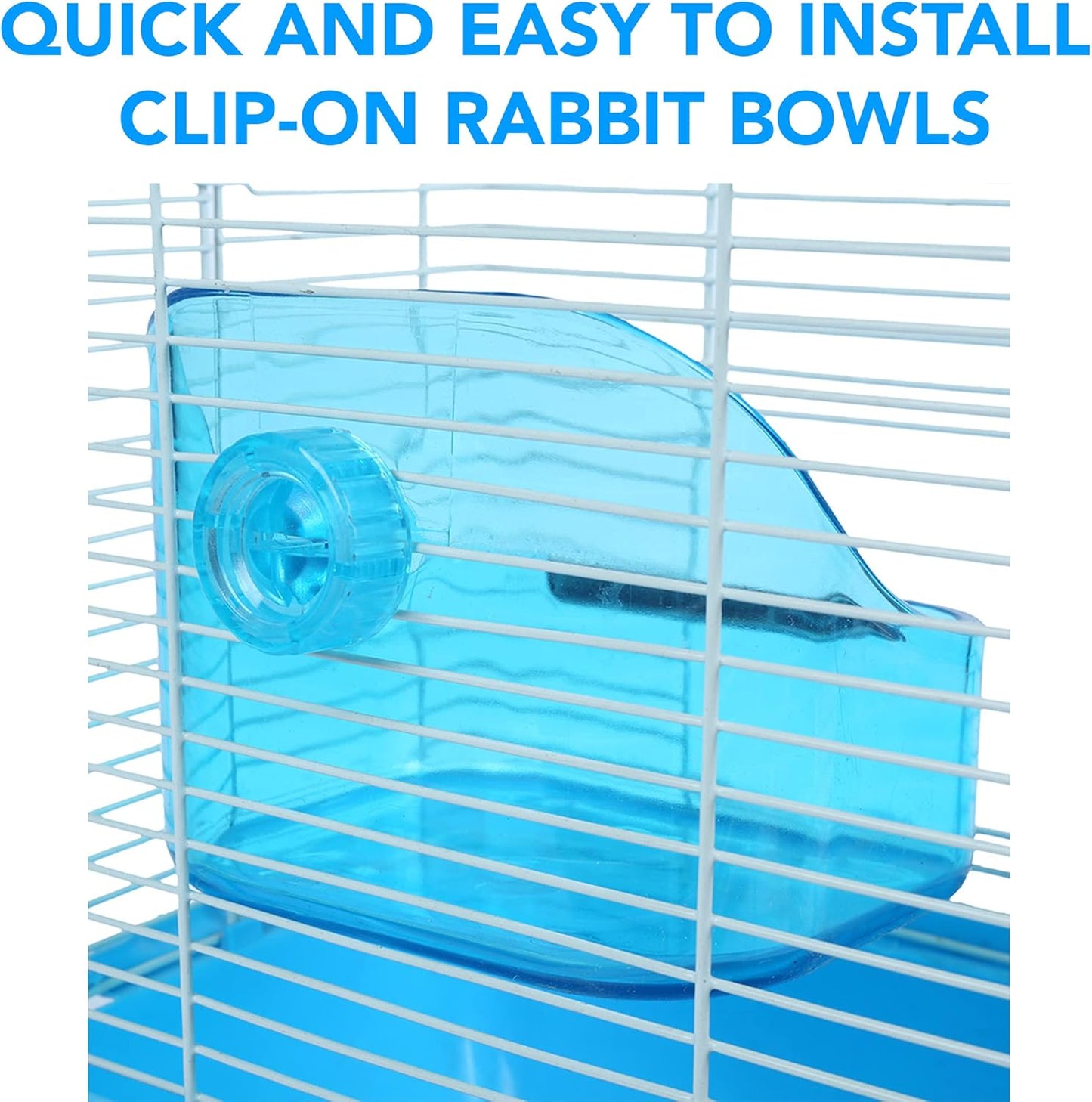 (2 Pack) 5" X 3 3/4" X 4" Food and Water Bowl for Rabbit, Chinchilla, Guinea Pig - the Best Tip-Proof, Clip-On Food Dishes for Rabbits and Small Pets